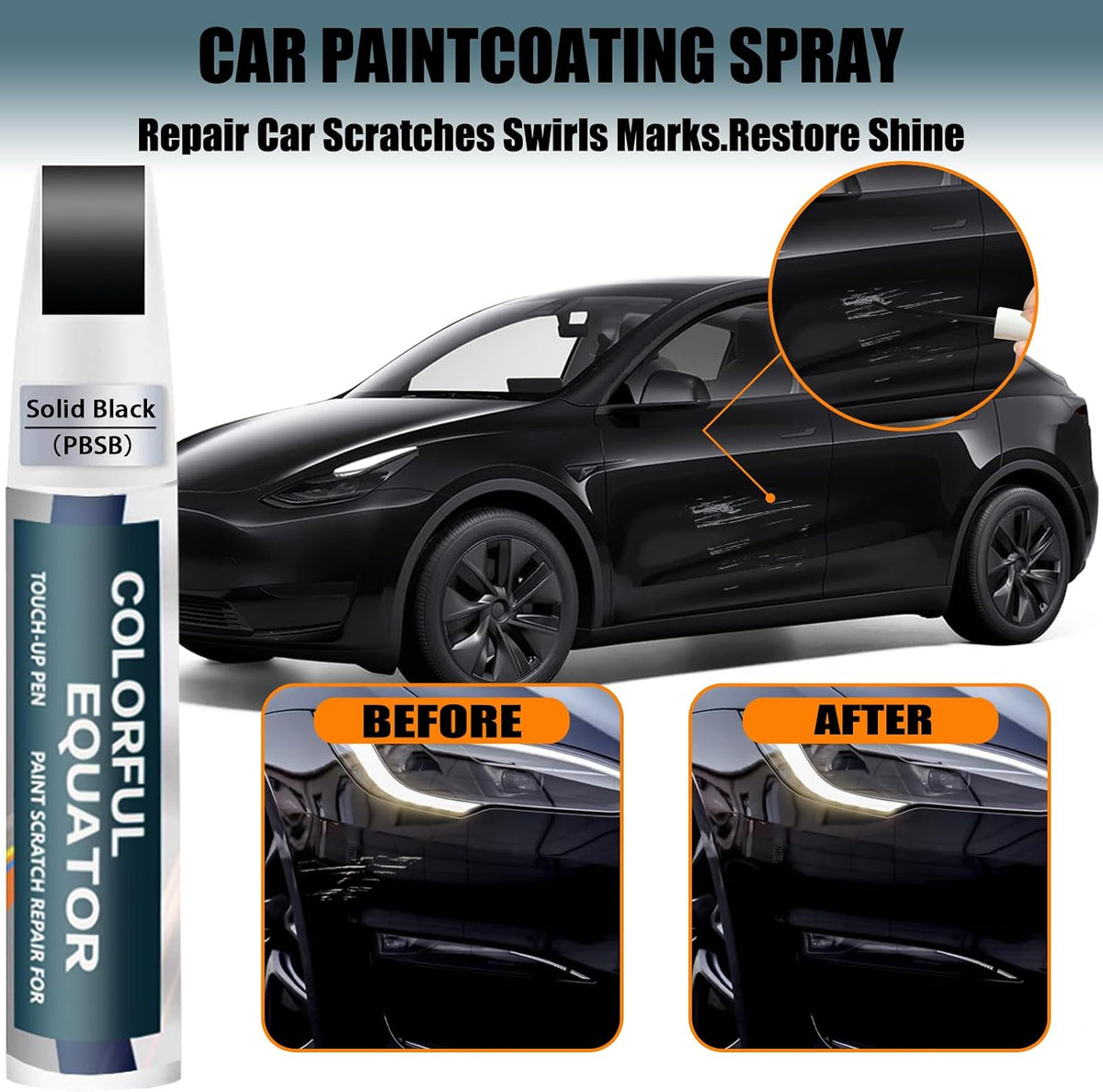 (Solid Black PBSB) Touch up Paint for Tesla Model Y/3/X/S OEM Color Match