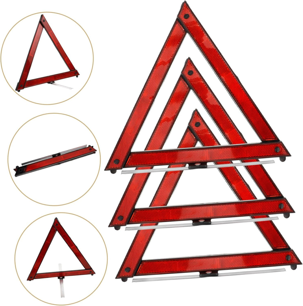 3pcs Reflective Road Emergency Triangles Portable ABS Safety Signs