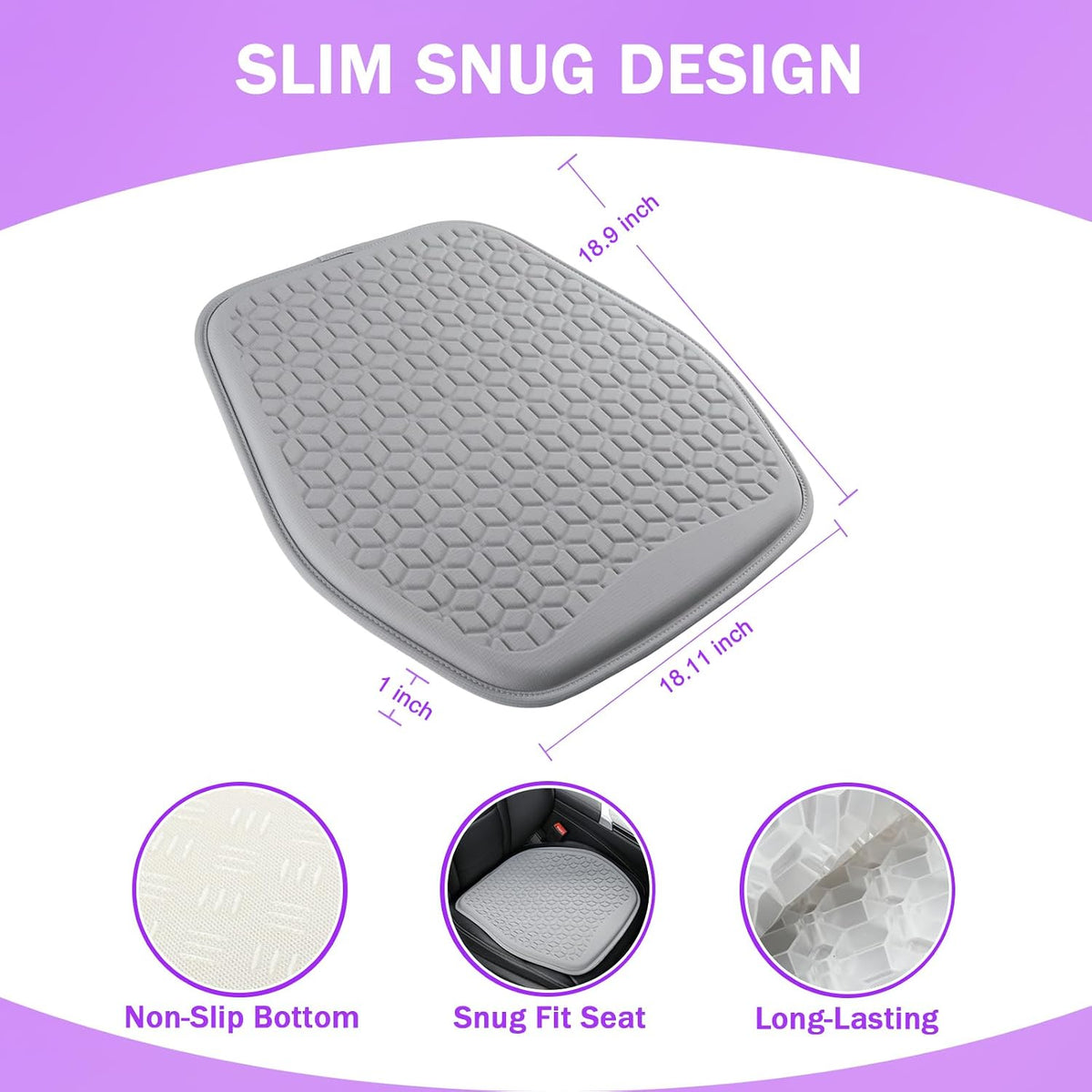 Thin Cool Gel Seat Cushion for Car Seat Office Chair Pain Relief