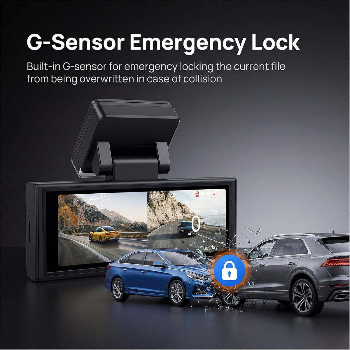 4K Dash Cam Front and Rear 64GB Card Included with Dual Band WiFi, GPS, 64GB Card, 3.16'' Dash Camera, G-Sensor, 24 Hours Parking Monitor, Loop Recording, Night Vision, ADAS