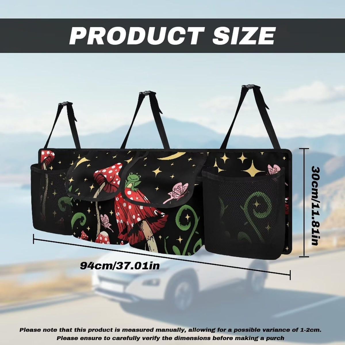 Cute Frog Car Trunk Organizer Mushroom Stars Moon Large Capacity Hanging Car Storage Bag Waterproof Cargo Bag,Frees Trunk Floor