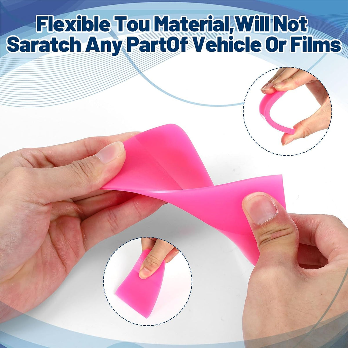 7pcs TPU PPF Squeegee Kit for Car - Anti-Scratch Soft Rubber Squeegee for Vinyl Wrap, Window Tint Tools, Paint Protection Film & Household Cleaning - Pink