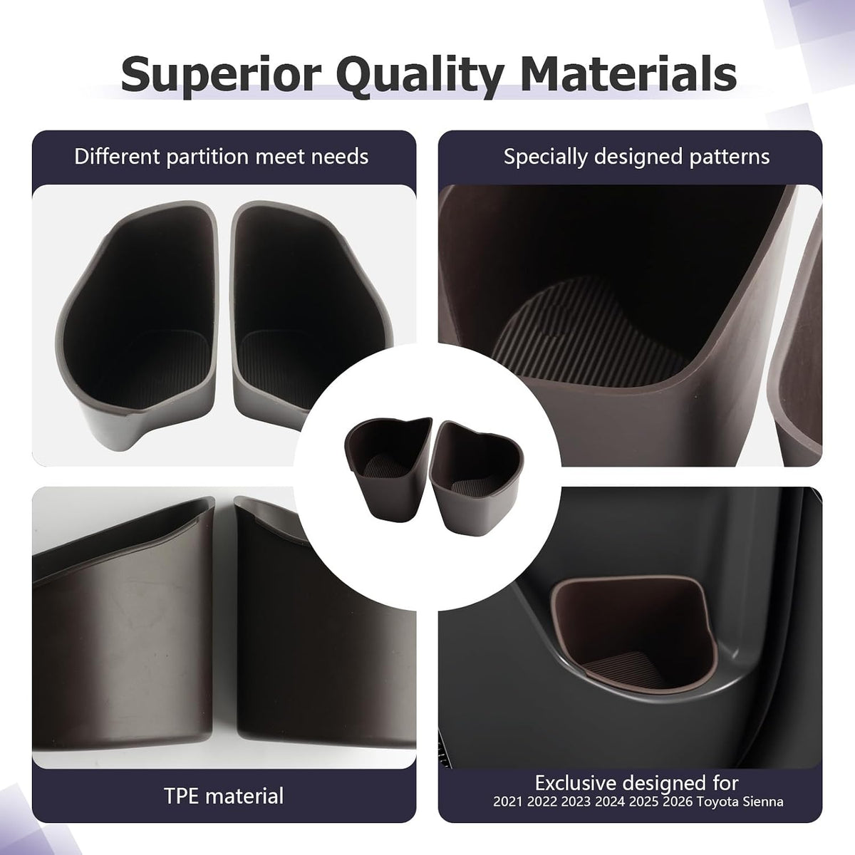 LUWU Cup Holder Compatible with 2021 2022 2023 2024 2025 2026 Toyota Sienna Accessories Rear Seat Door Side Silicone Cup Holder Insert Sienna 2026 Accessories 2-Pack