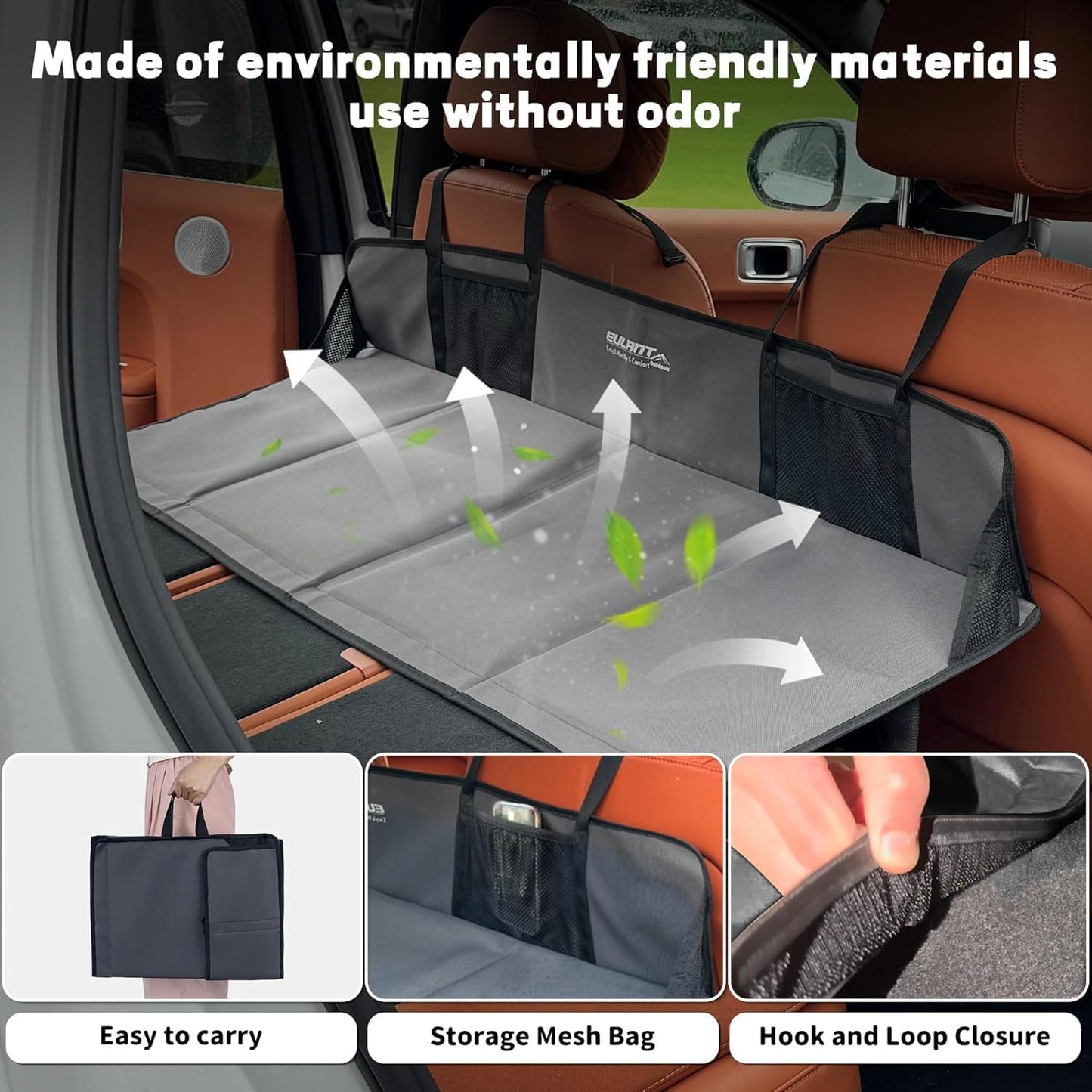 EULANT Car Rear Seat Mattress Extension Plate,Portable Air Mattress for Sleeping,Folding Rear Back Seat Extender,Increase Travel Trunk Space & Car Bed Camping Space for SUV/Cars/Model Y/3