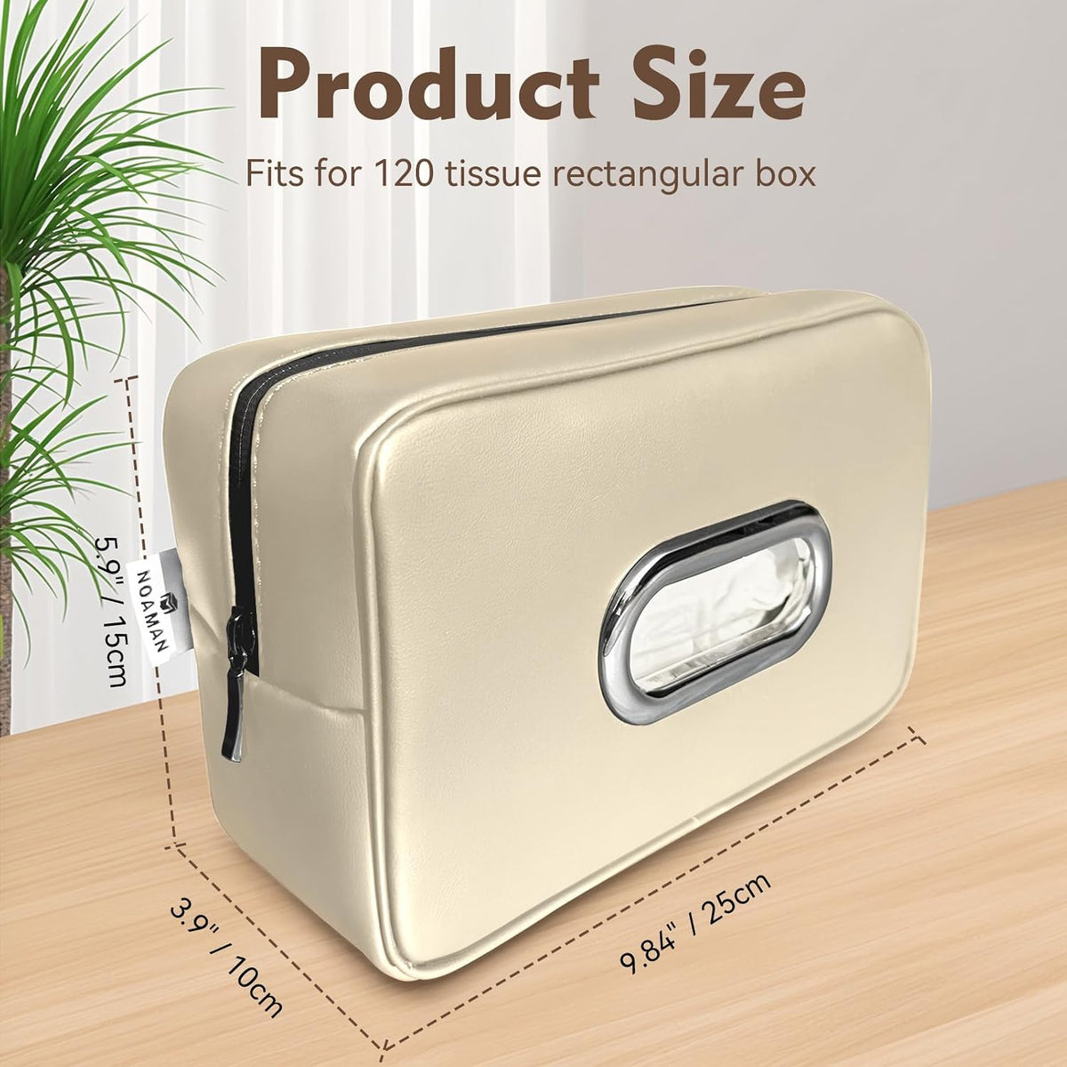 Noaman 2Pack Car Tissue Holder Leather, Car Kleenex or Napkin Holder Beige