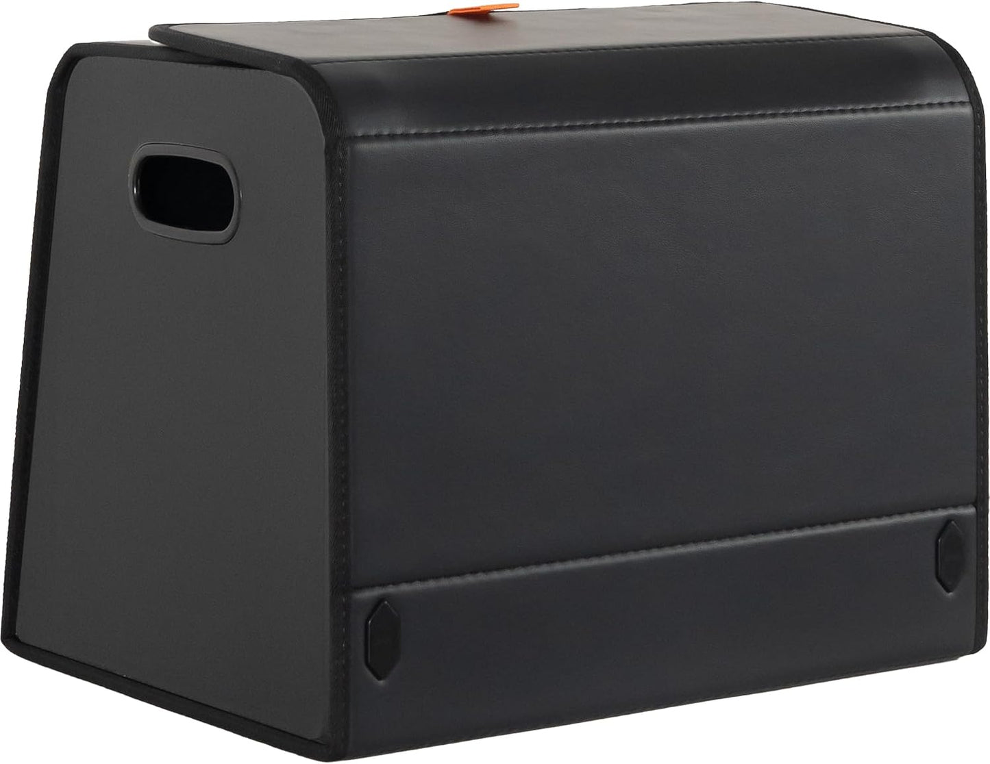 XDV Trunk Organizers, Car Organizers, Storage Solutions, and Car Storage Organizers for SUVs, Sedans, Back Seats, and Luxury Vehicles with Lid, Leather, Small, Large Car shoes box (Plain Black, L)
