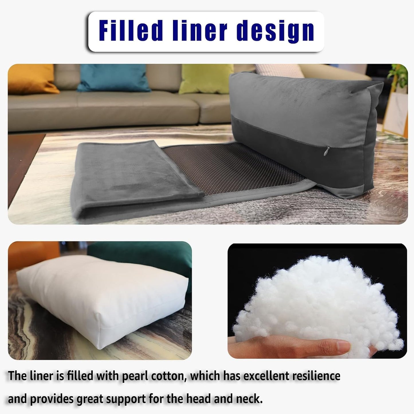 Adjustable Headrest Pillow for Recliners and Armchairs - Non-Slip Velvet Cushion for Neck Support and Pain Relief (Gray)