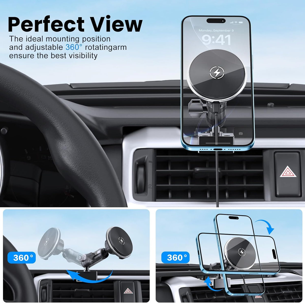 DIAMOOKY Wireless Charger Magnetic Phone Mount for Toyota 4Runner 2010-2024
