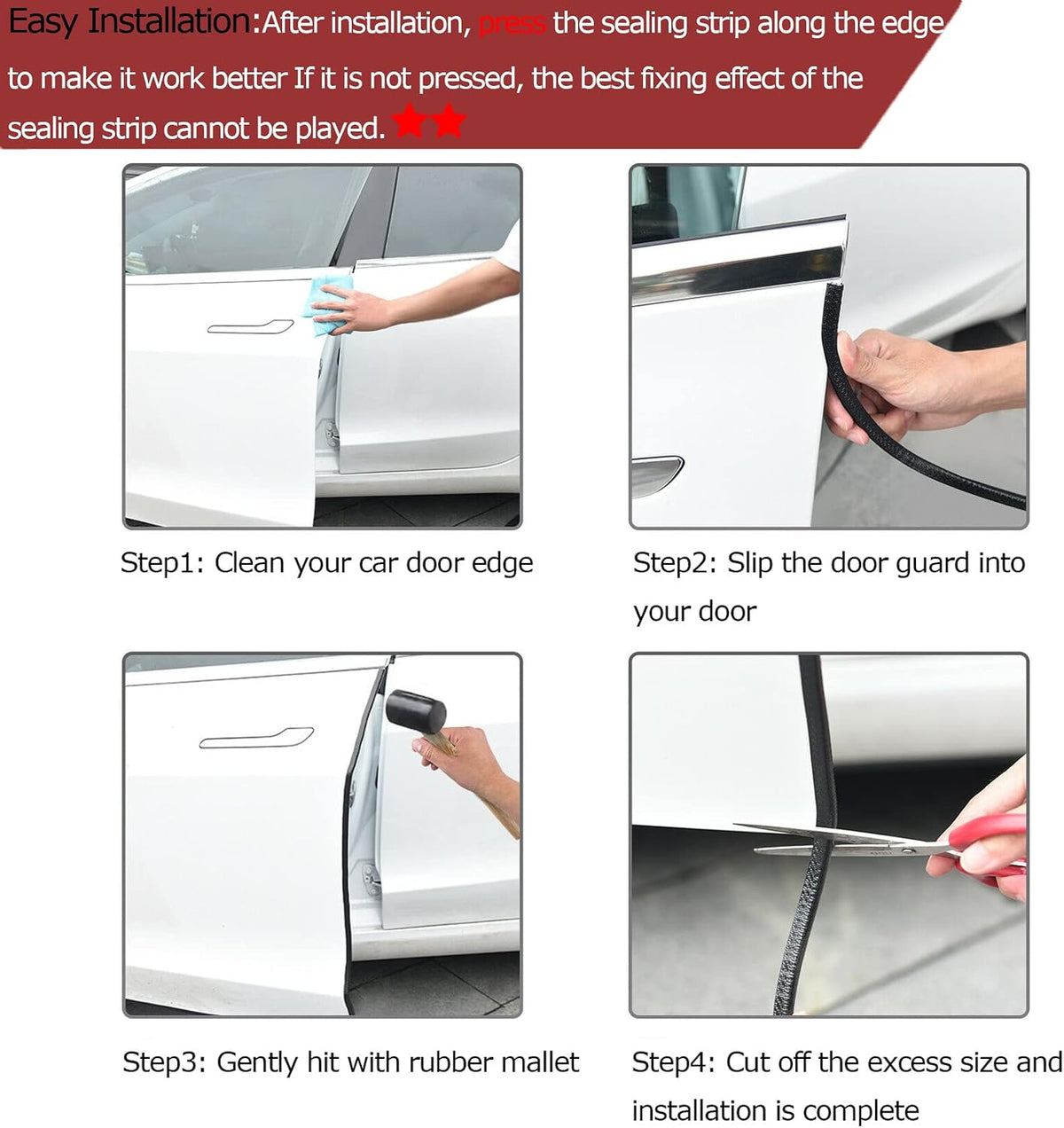 32Ft Car Door Edge Guards Black Universal Rubber Car Door Edge Protector U Shape Automotive Door Entry Guard, Edge Trim Fits for Sedans, Trucks, SUV, ATV, Boats