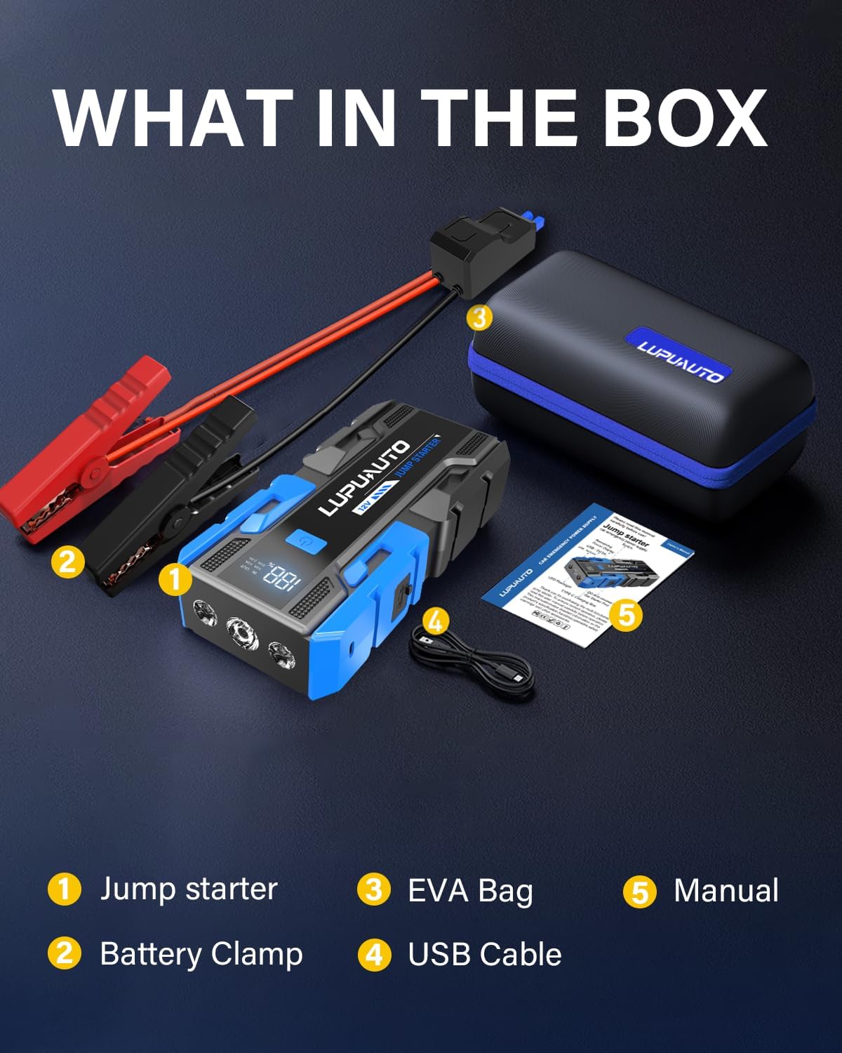 3000A Jump Starter 12V Battery Charger Jump Pack for 9L Gas & 7L Diese