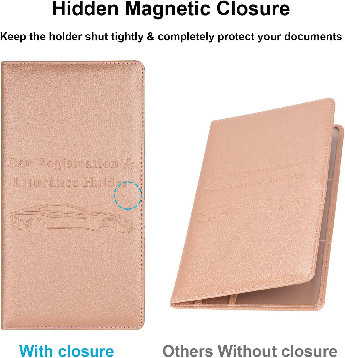 Car Registration and Insurance Holder, Glove Box Organizer, Rose Gold