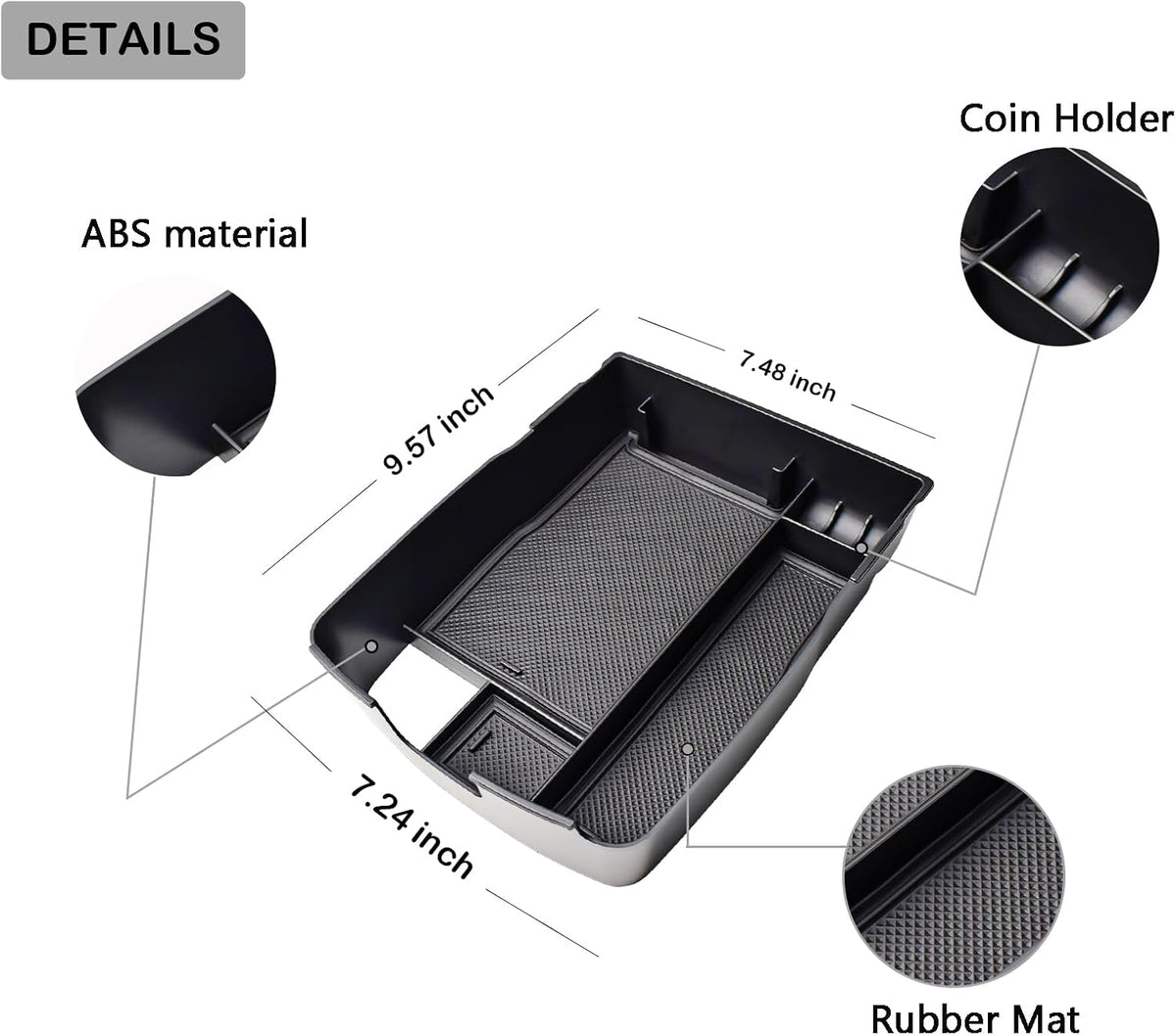 HGWEI Center Console Organizer Compatible with Kia Telluride 2020 2021 2022 2023 2024 2025 2026 Interior Accessories Insert Tray Coin Holder Armrest Secondary Storage Box, Black