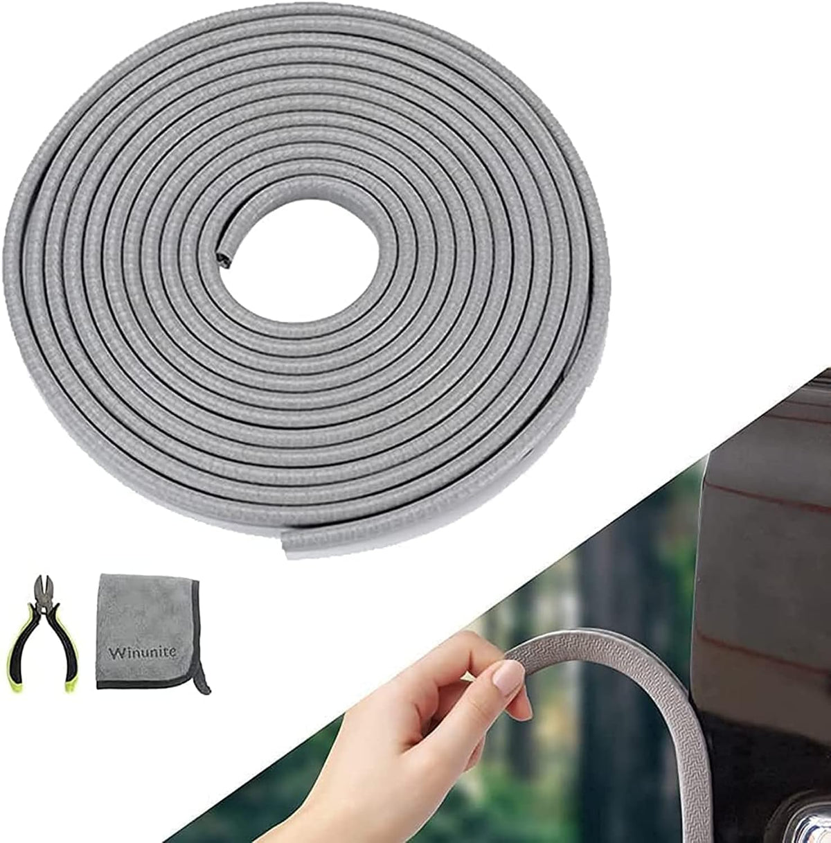Winunite 32.8ft (10m) No Glue Car Door Edge Guards Black