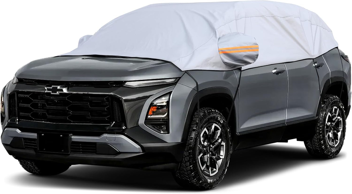 Half Car Cover Top, Windshield & Sunroof Cover for Ice and Snow with Cotton Liner, Car Cover Waterproof All Weather for Snow, Sun, Rain, Dust, UV Protection Fit Sedan Universal