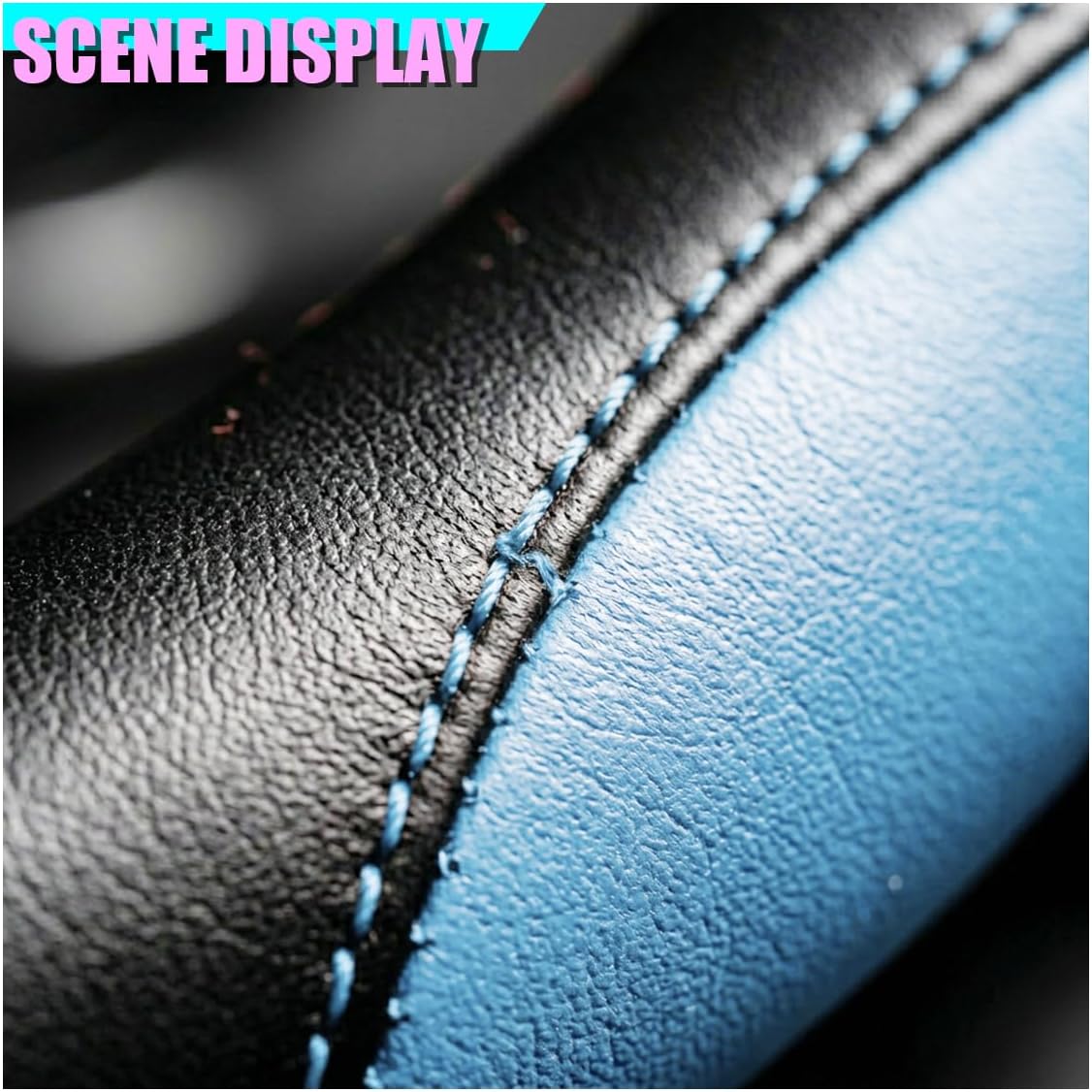 Car Steering Wheel Cover, Breathable Non-Slip Leather Car Steering Wheel Decorative Wrap, Comfortable Auto Interior Wheels Protector Accessories for Cars, SUVs, Trucks (Blue)