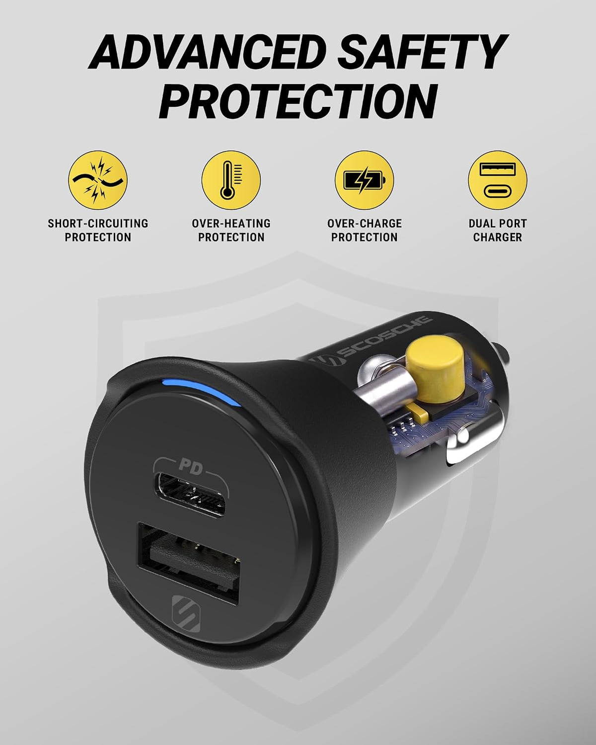 Scosche PowerVolt Power Delivery 32W Dual Port USB-C Car Charger Adapter