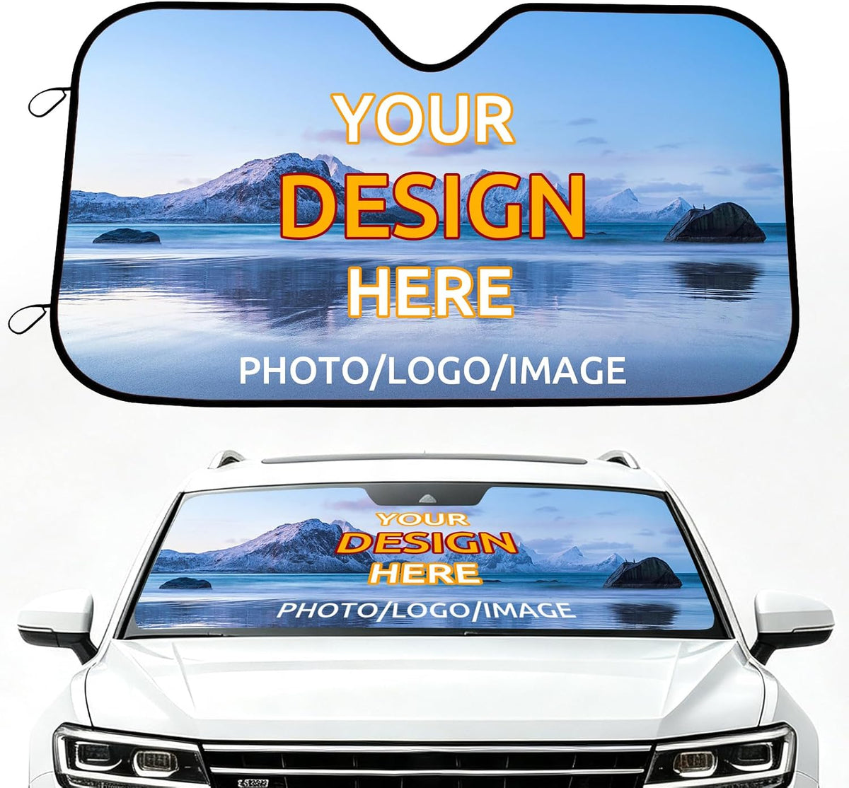 Custom Windshield Sun Shade with Personalized Photo Logo & Text