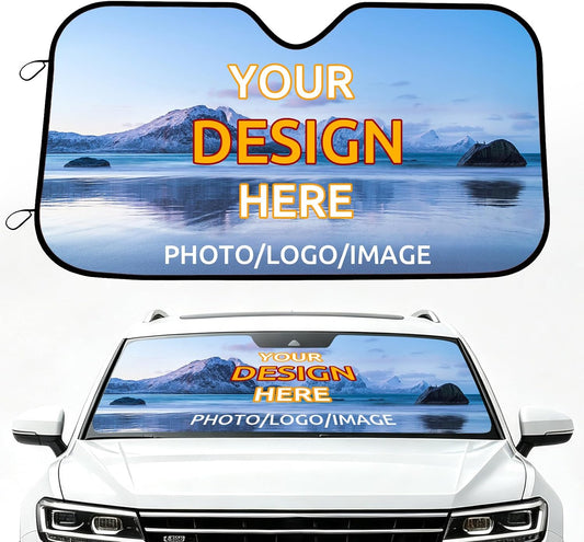 Custom Windshield Sun Shade with Personalized Photo Logo & Text