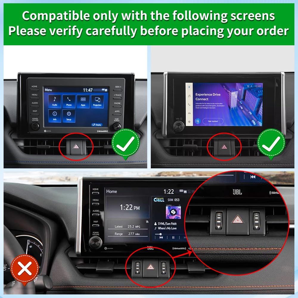 Qi2.2 Max 25W Fast Wireless Car Charger Phone Holder for Toyota RAV4 2019-2025 [ 7/8 inch Touch Screen ] Auto Accessories Magnetic Cell Phones Mount Cellphone Charging Compatible with MagSafe