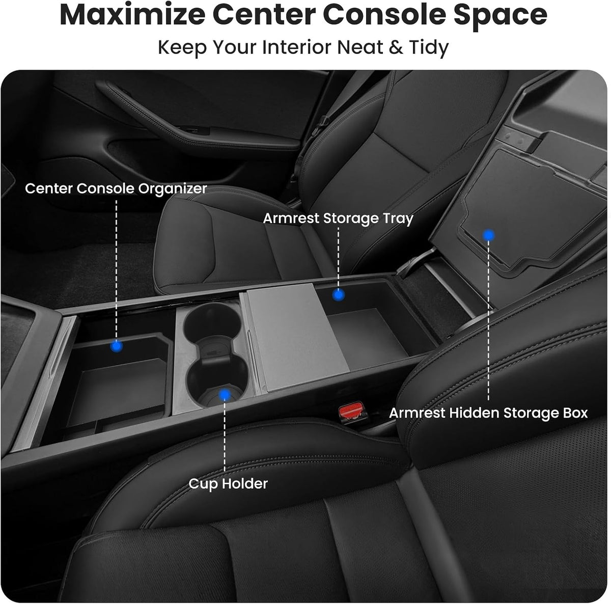 Center Console Organizer for Model Y Juniper 25-26 Model 3 Highland 24-25