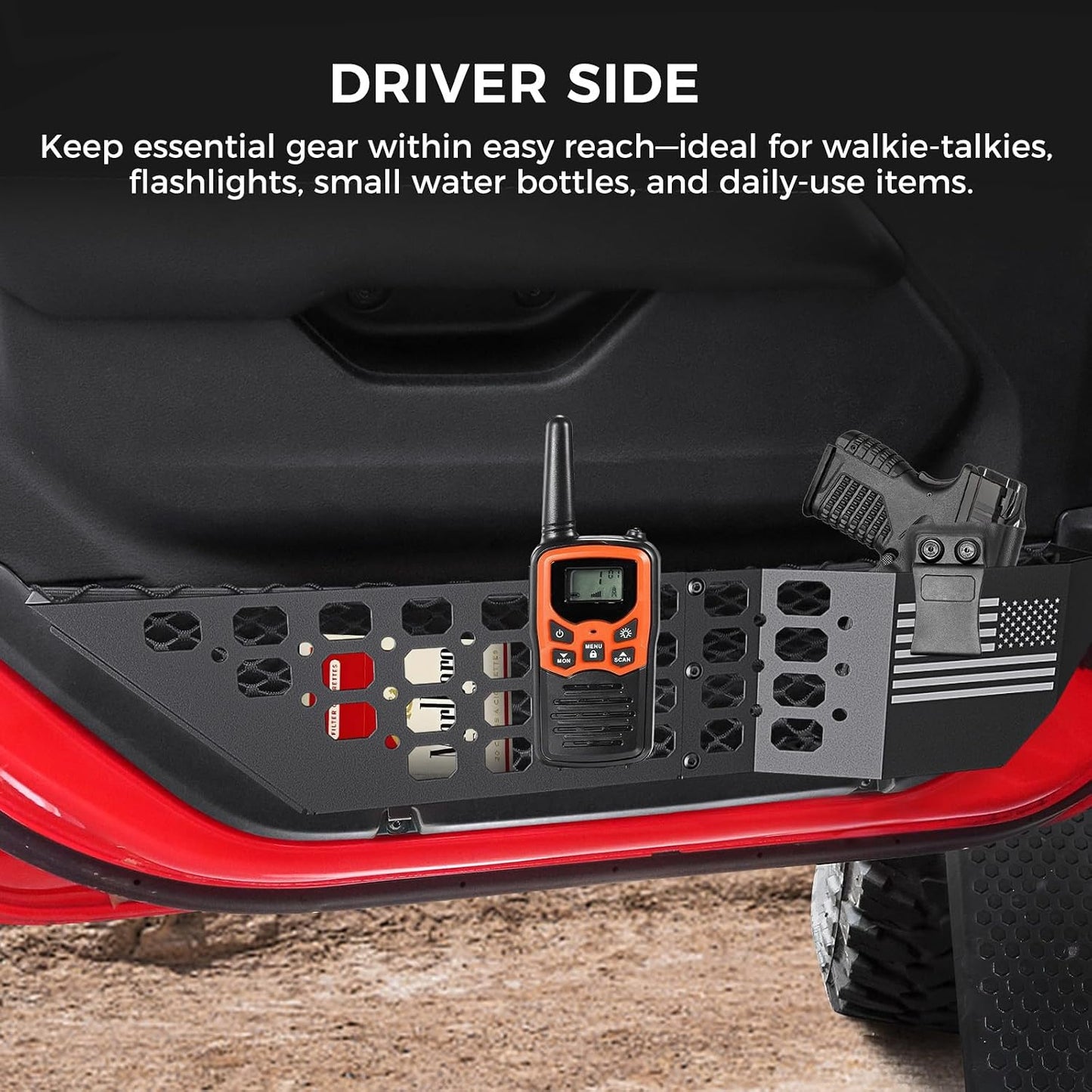 DIAMOOKY Metal Front Door Pocket Storage Box for Jeep Wrangler JL JLU 4XE 2018-2026 &amp; Gladiator JT 2020-2023 2024 2025 2026 Accessories Door Storage Organizer Molle Panels (Not for Power Seats), 2PCS