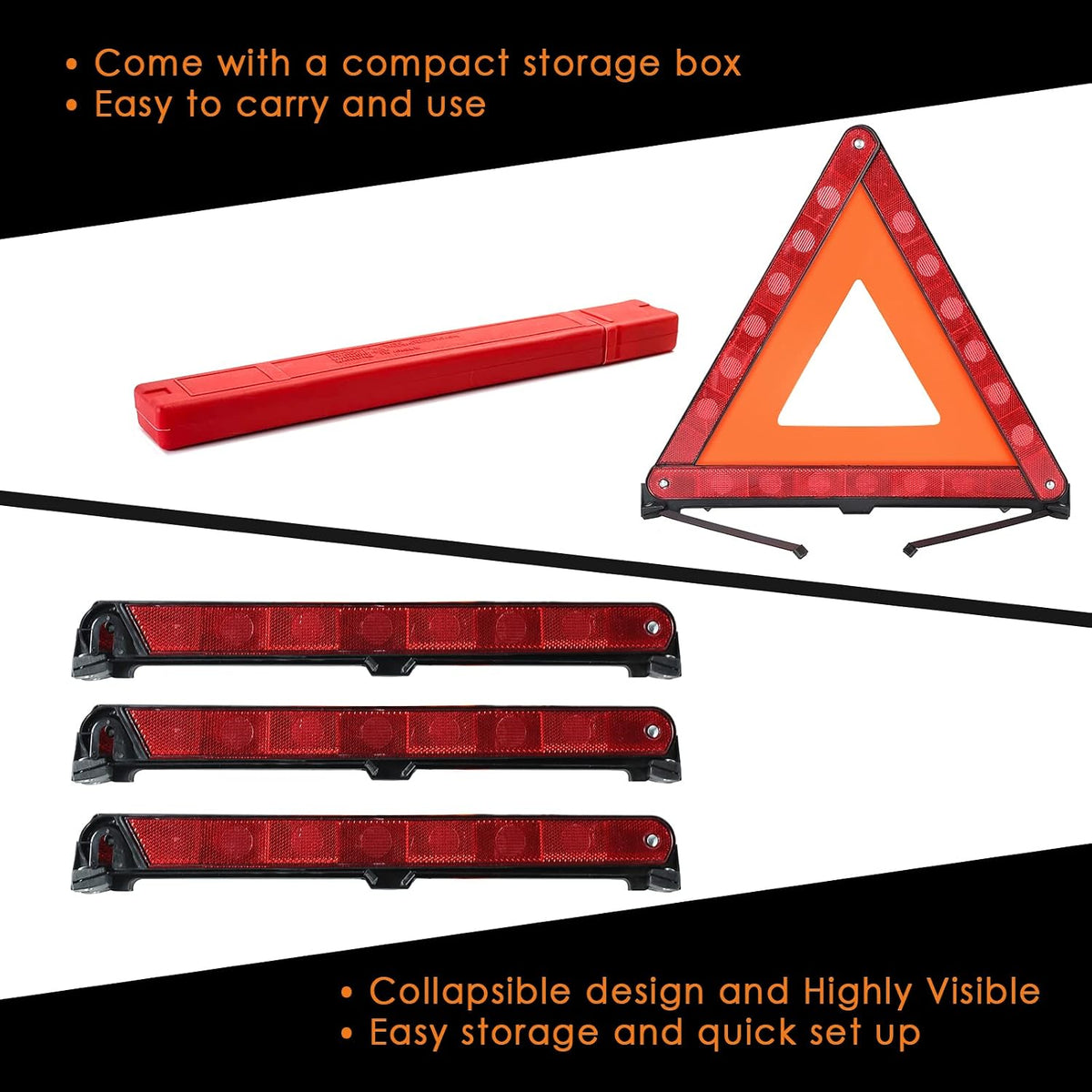 FLKQC Warning Triangles Safety Emergency Kit, Foldable Reflective Kits