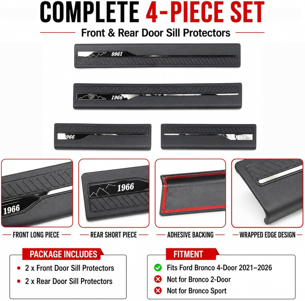Mabett Door Edge Guards for 2021-2026 Ford Bronco Accessories 4-Door