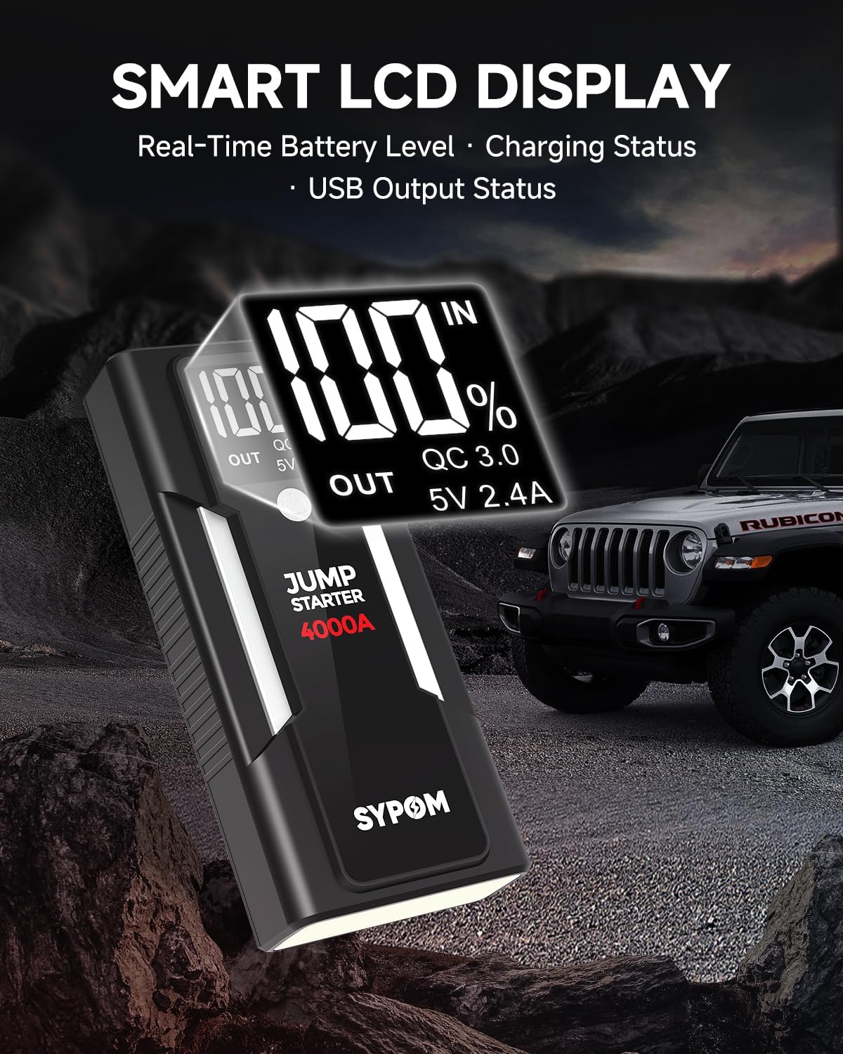4000A Peak 12V Portable Car Jump Starter Power Pack