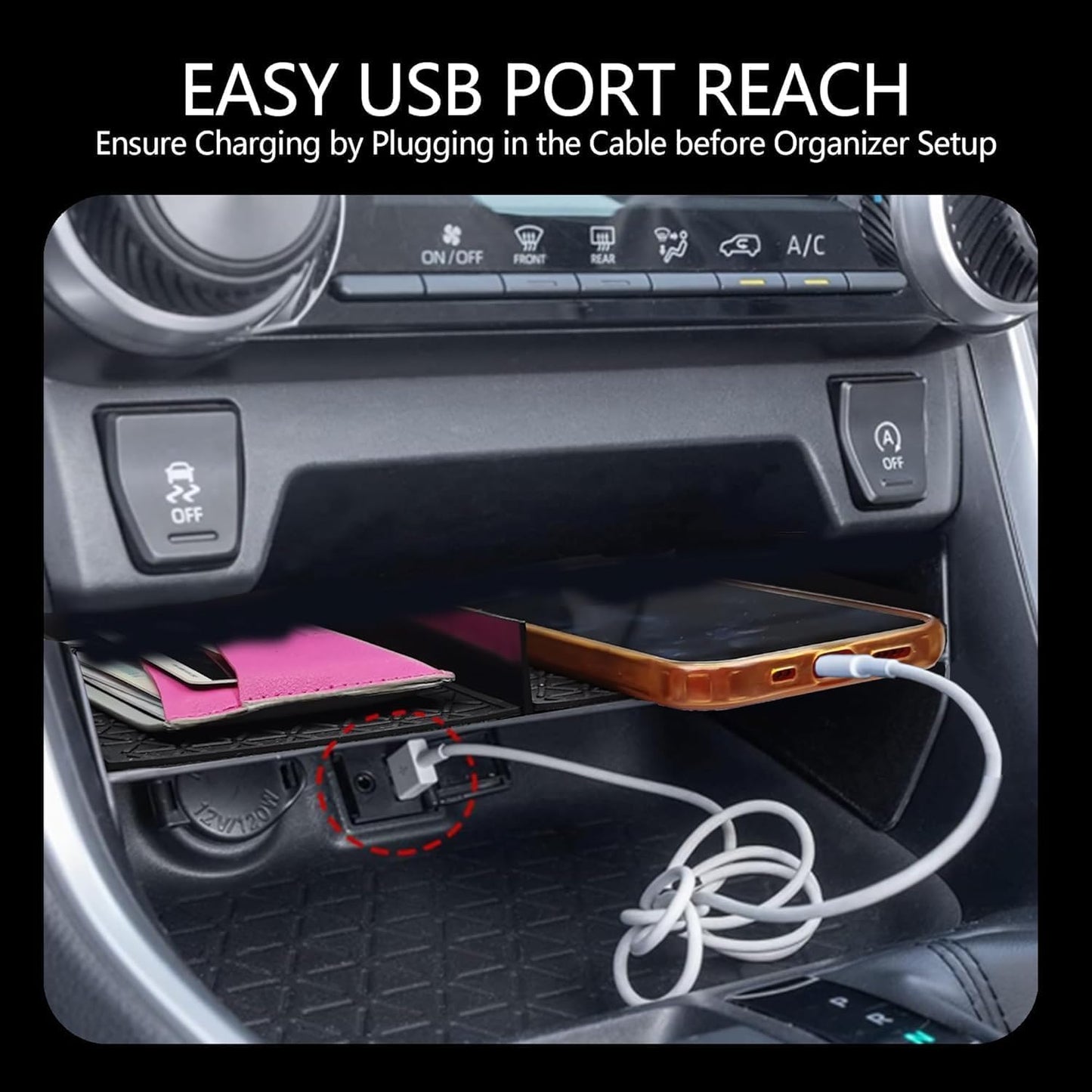7PCS Upgrated Center Console Organizer for Toyota RAV4 2026 2025 2024 2023 2022 Dashboard Storage Organizer, Console Divider Storage Tray, Armrest Storage Box, 4of Car Hooks for RAV 4 Accessories