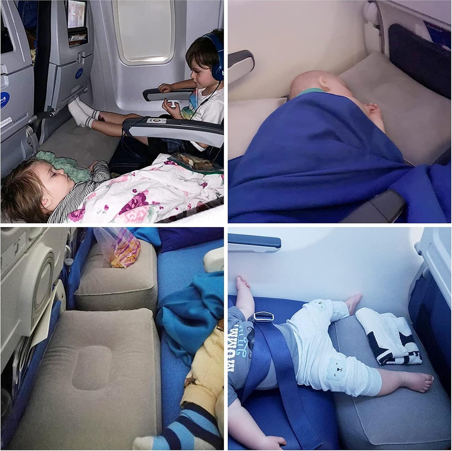 Inflatable Travel Pillow - Airplane Travel Essentials Adjustable Height Leg Rest Cushion for Airplane Office Home Cars Trains Desk