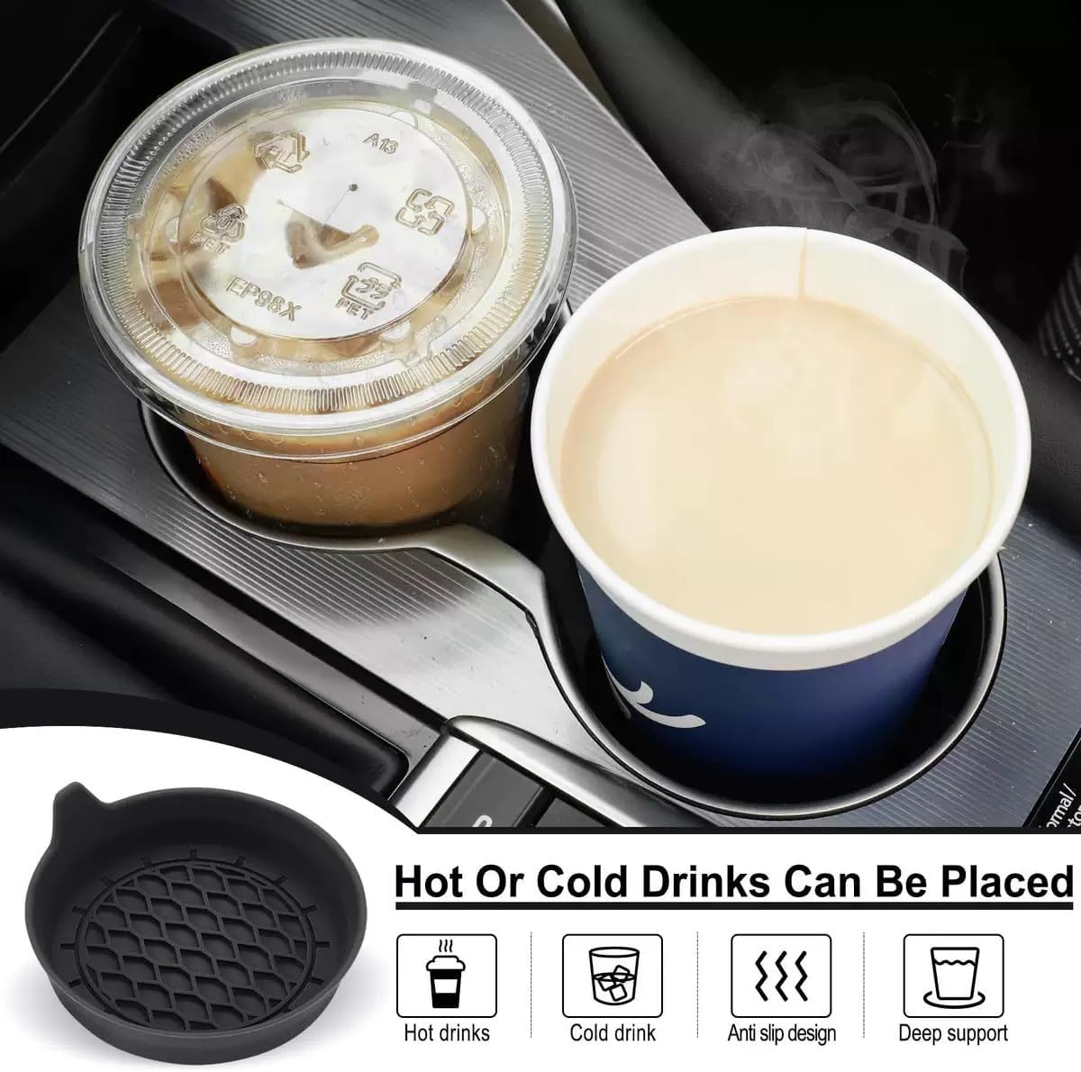 5-in-1 Back Seat Car Organizer and Storage with Extendable Cup Holder, Tissue Holder, Phone Holder, Hanging Hooks, Trash Bin, Back of Seat Car Headrest Organization Accessories for Women Man