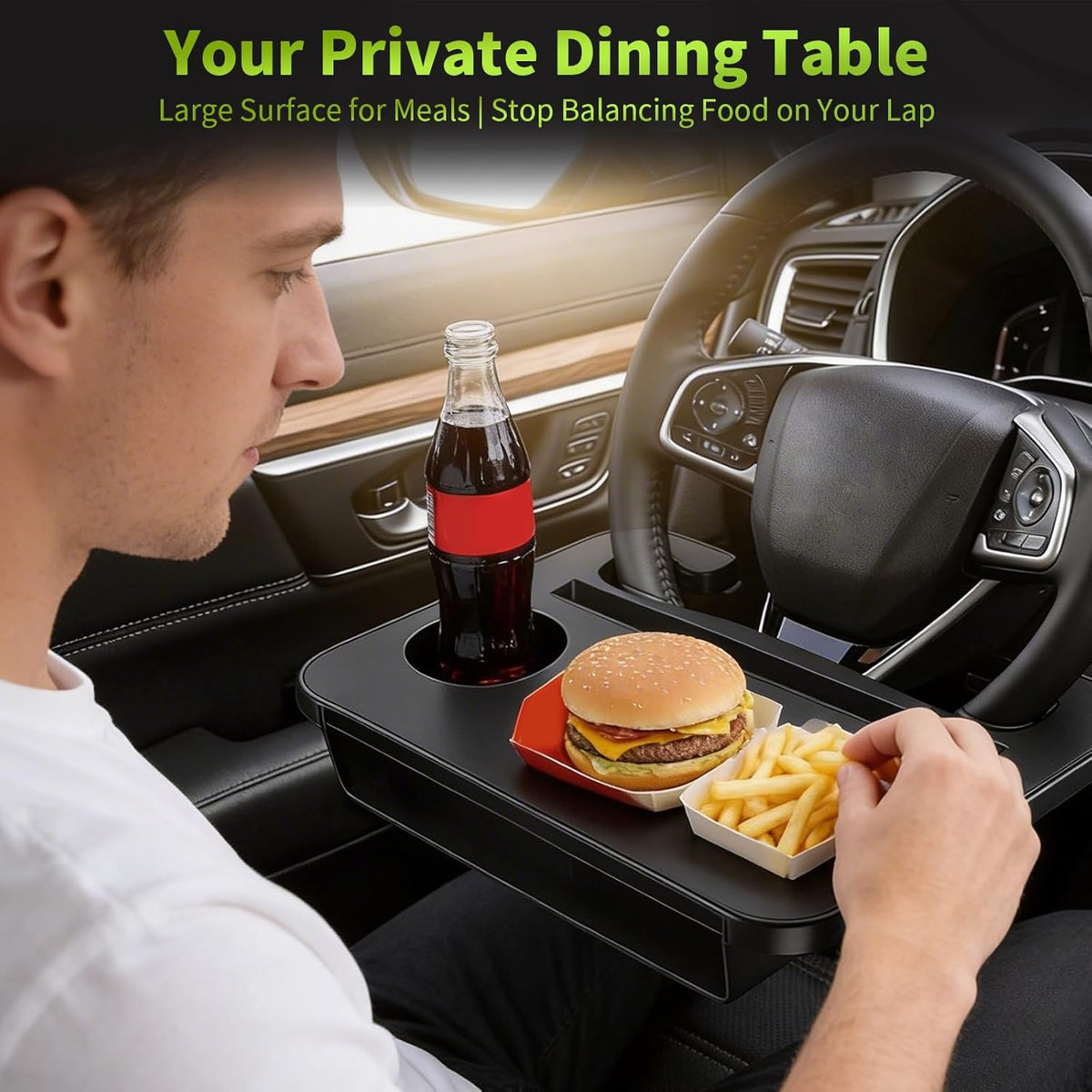 2-in-1 Steering Wheel Tray & Seat Gap Organizer