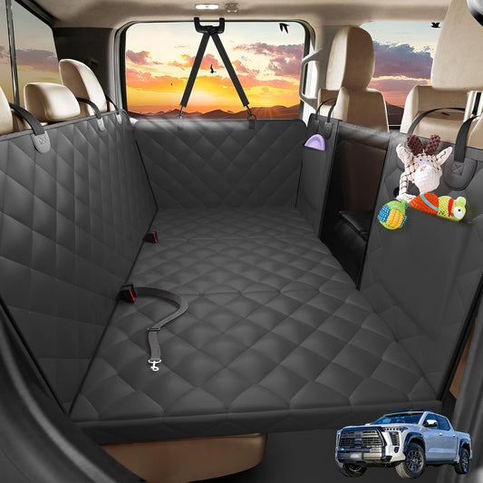 Truck Dog Seat Cover Back Seat, Updated 1.2" Soft Foam with Sturdy 3-Panel Hard Bottom, Waterproof Hammock for Crew Cab – 560lbs Capacity, XL Platform, Comfort for Large and Senior Dogs