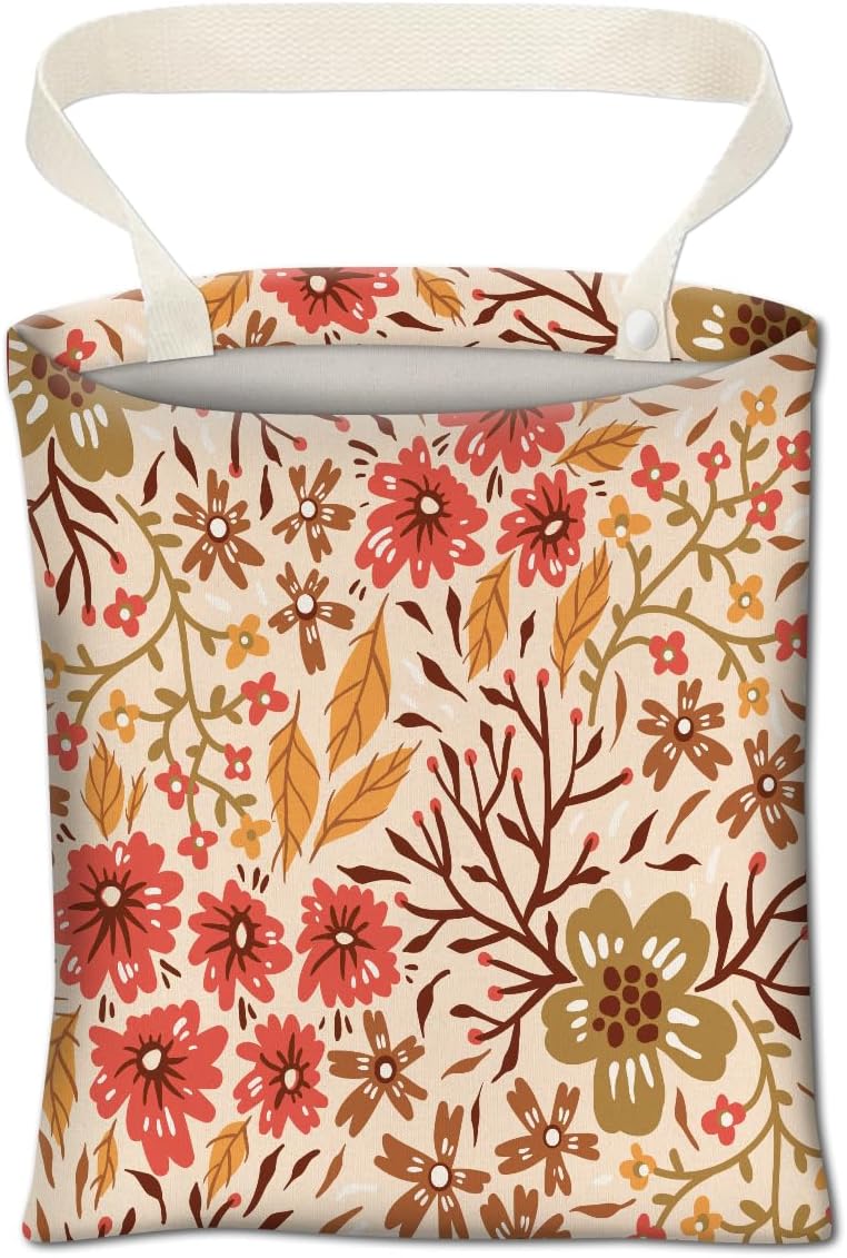 Car Trash Can, Cute Car Trash Bag, Hanging Car Organizer and Storage Bag, Trash Bin for Car Accessories, Vehicle, Travelling, Camping Boho Floral