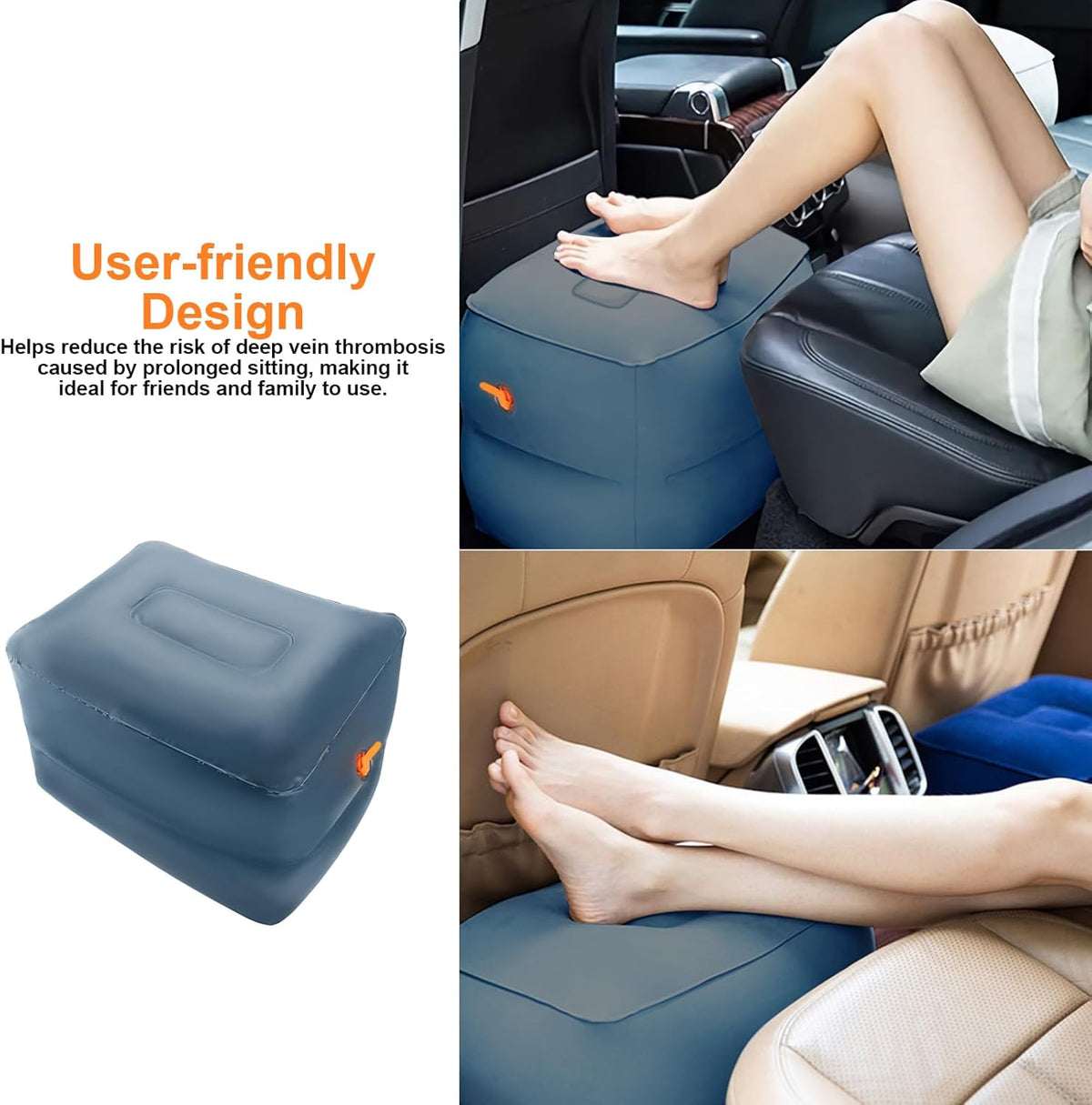 Inflatable Foot Rest Inflatable Travel Foot Rest Pillow Car Seat Footrest for Long Trips Inflatable Stool Compact and Portable Travel Essentials Suitable for Airplane, Car, Home, Office, Campsite