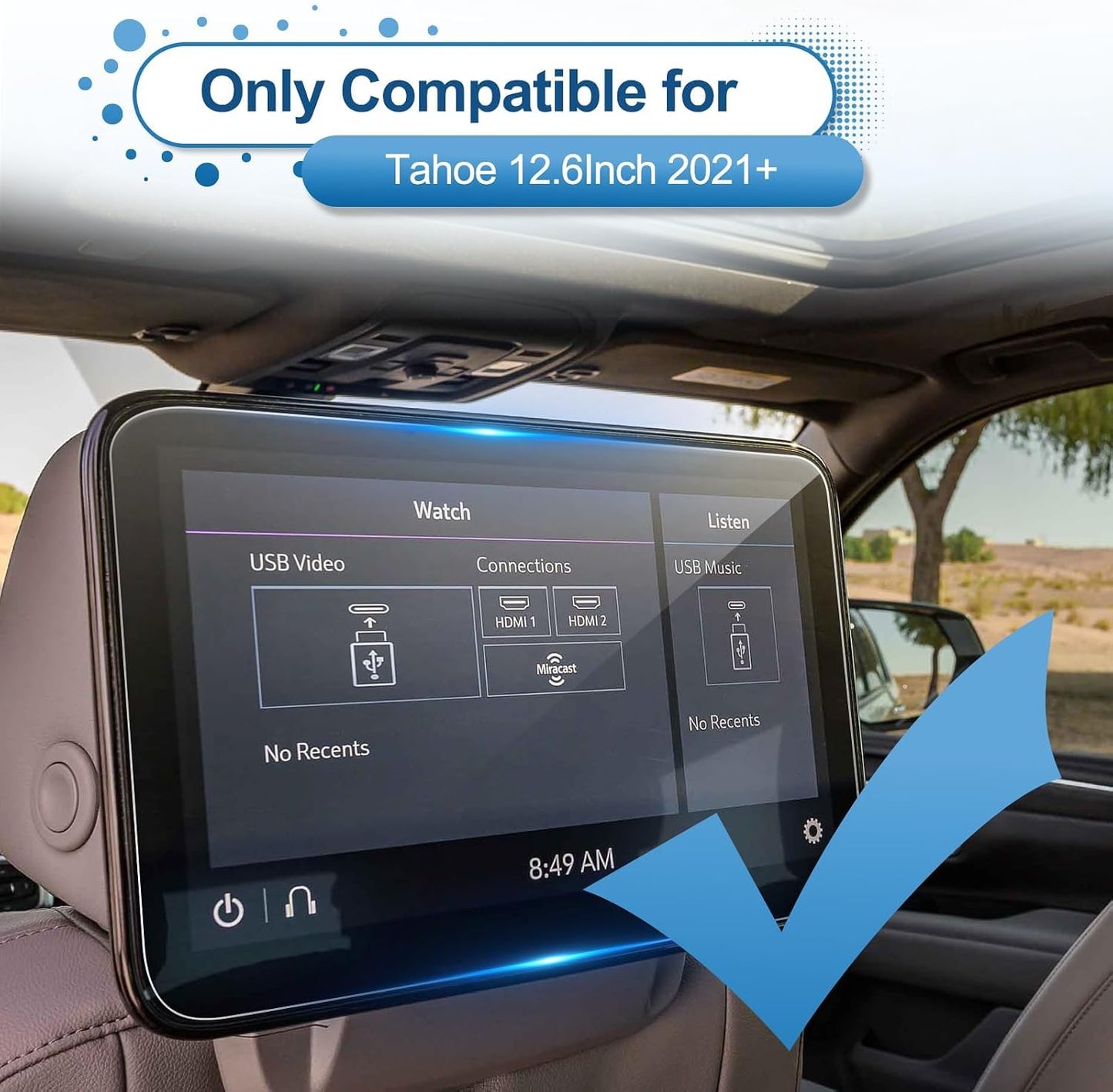 (2Pack) Coleya 2021-2026 Tahoe Screen Protector for Chevrolet Tahoe (Z71/RST/Premier/High Country) (12.6-inch Rear TV Displays), 9H Tempered Glass 2023 2024 2025 Chevy Tahoe Accessories HD Transparent
