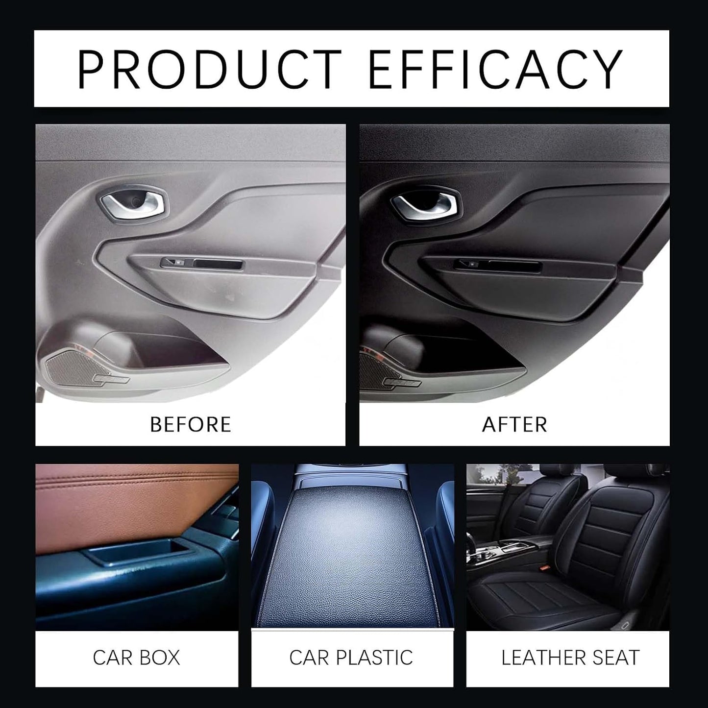 Multi-Purpose Car Interior Cleaner for Leather, Seats, Fabric, Vinyl, Car Cleaning Supplies, Interior Detailer Spray, Remove Stain, Dust and Grime, Gloss Restore (4Pcs)