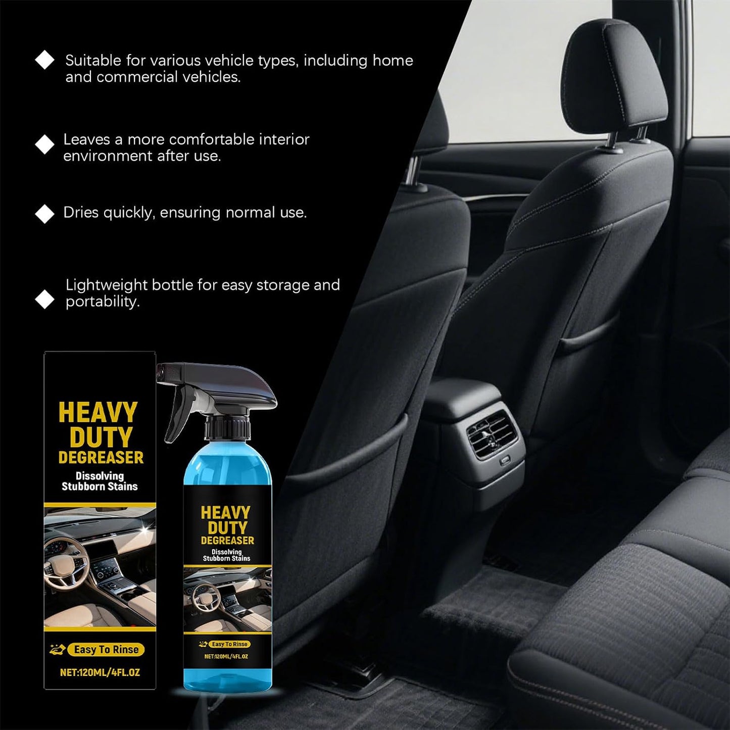 Multi-Surface Car Interior Stain Remover, All-Purpose Car Interior Cleaner Spray for Fabric Leather and Plastic Interiors Detailer for Seats Dashboard Console and Upholstery (1Pc)