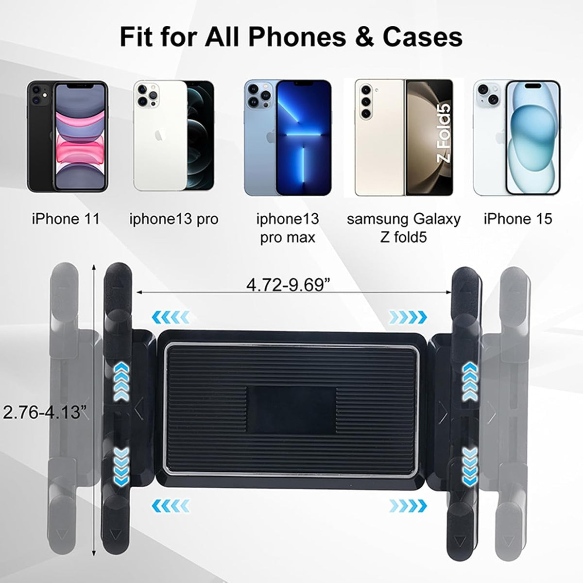 kelofam 5 in 1 car Phone Holder, car Dashboard Windshield Phone Mount, Suitable for iPhone17 16 15 14 iPhone13 promax, Samsung Z Fold 7 6 5, All Smartphones