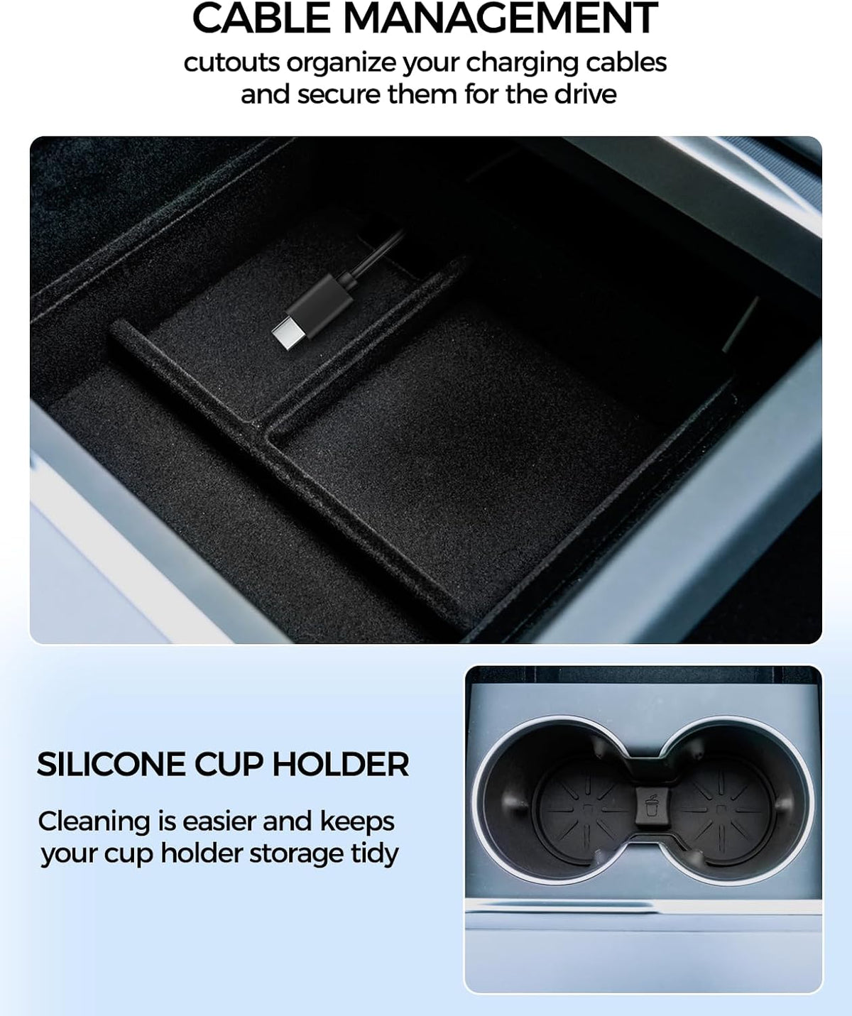 KYX Center Console Organizer Tray for Tesla Model 3 Highland Accessories 2024 Armrest Hidden Drawer Storage Box Cup Holder for Tesla Model 3 Accessories 2024