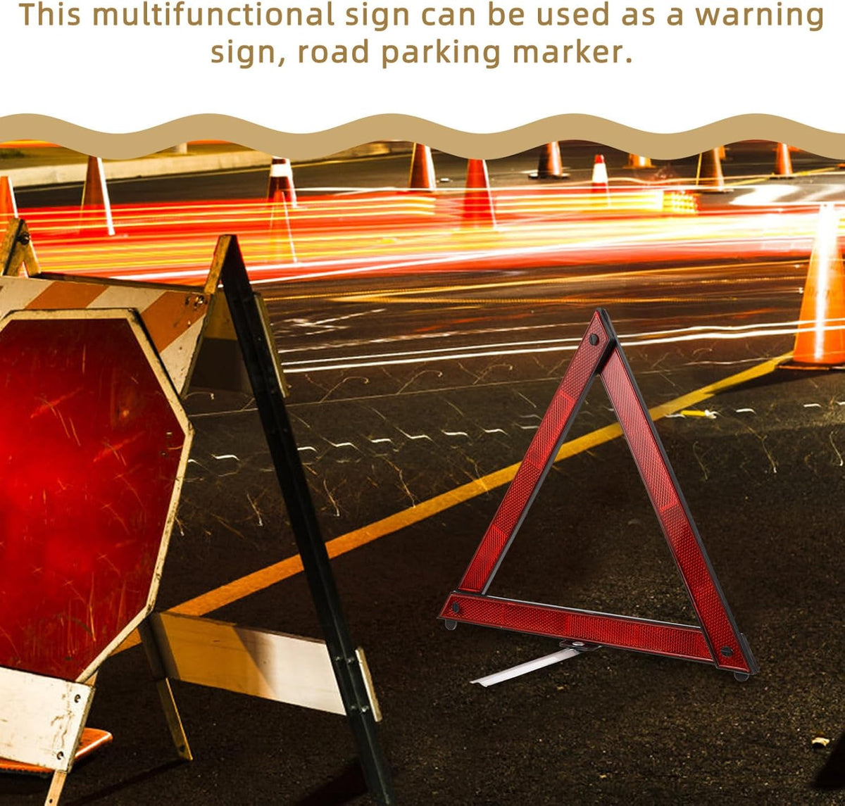 Yardwe 3pcs Reflective Triangle Frame Reflector Safety Warning Triangles for Vehicles, Portable Abs Material with High Reflectivity, for Emergency Situations and Road Parking