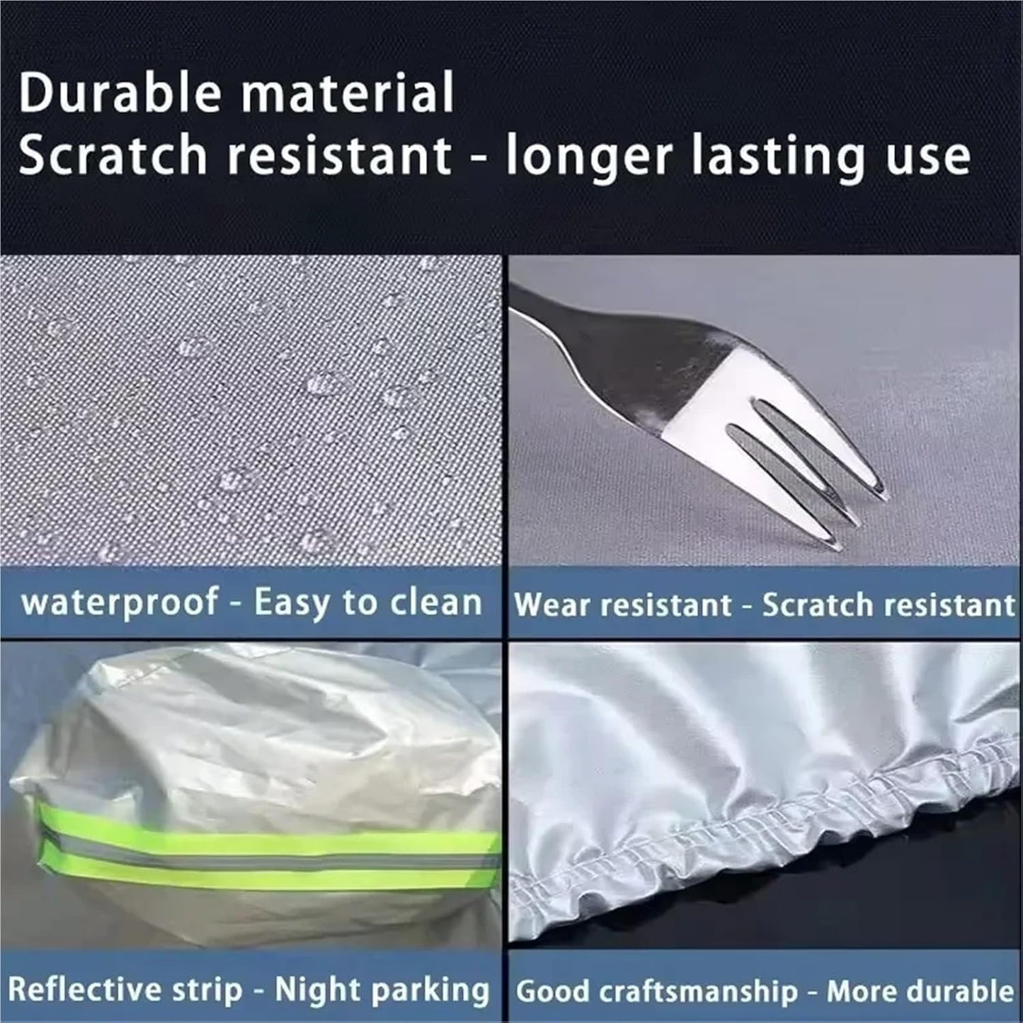 6 Layers Car Cover, 184-196 inch | Waterproof All Weather, Outdoor Full Cover, Rain Sun UV Protection, Zipper Cotton, Universal Fit for Sedan