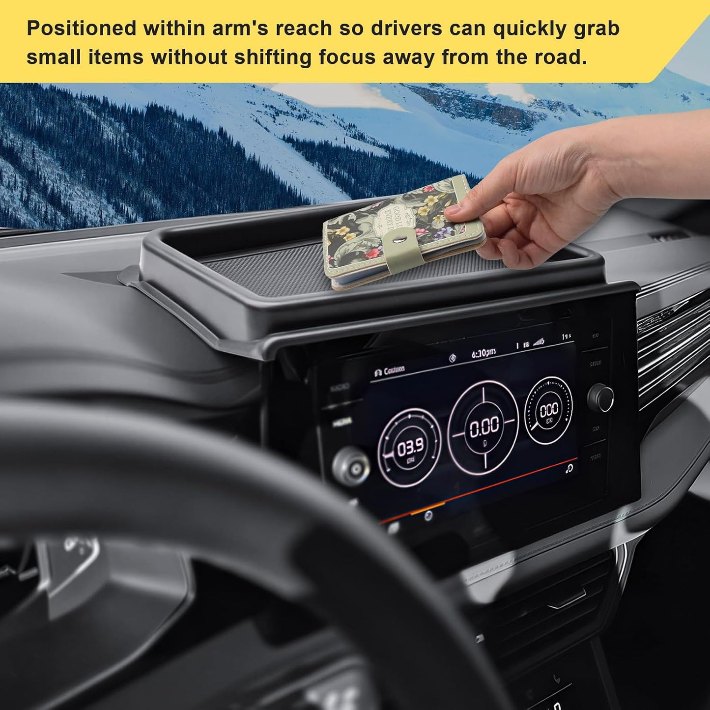 Dashboard Organizer Storage Tray for 2025 2026 Volkswagen Jetta Accessories | Behind 8-inch Screen Organizer, Unused Space Utilized, Quick Access Essentials, ABS Material with Rubber Insert