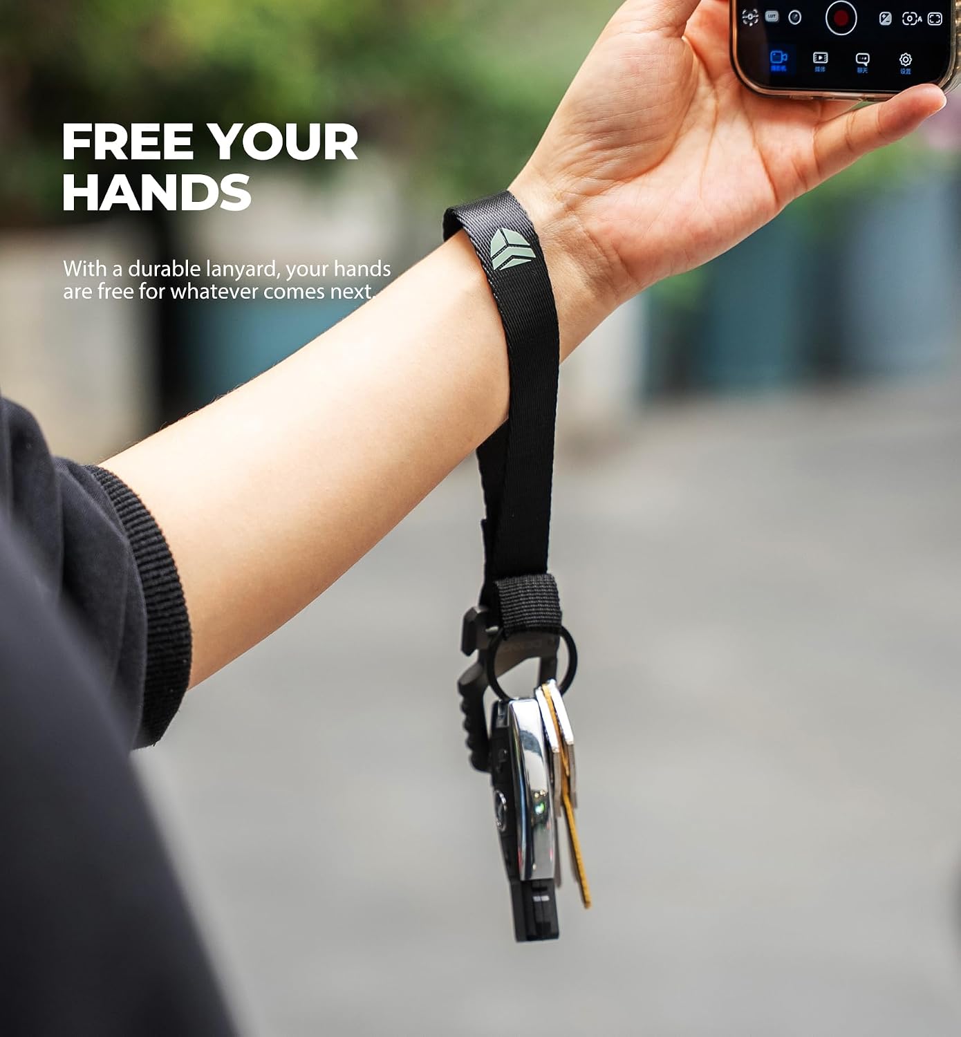 Dexnor Heavy Duty Carabiner Lanyard Keychain Strap for Keys and Everyday Carry Items, Bottle Opener Carabiner Clip Key Chain Keyring with Wrist Lanyard for Car Key Fob Organizer