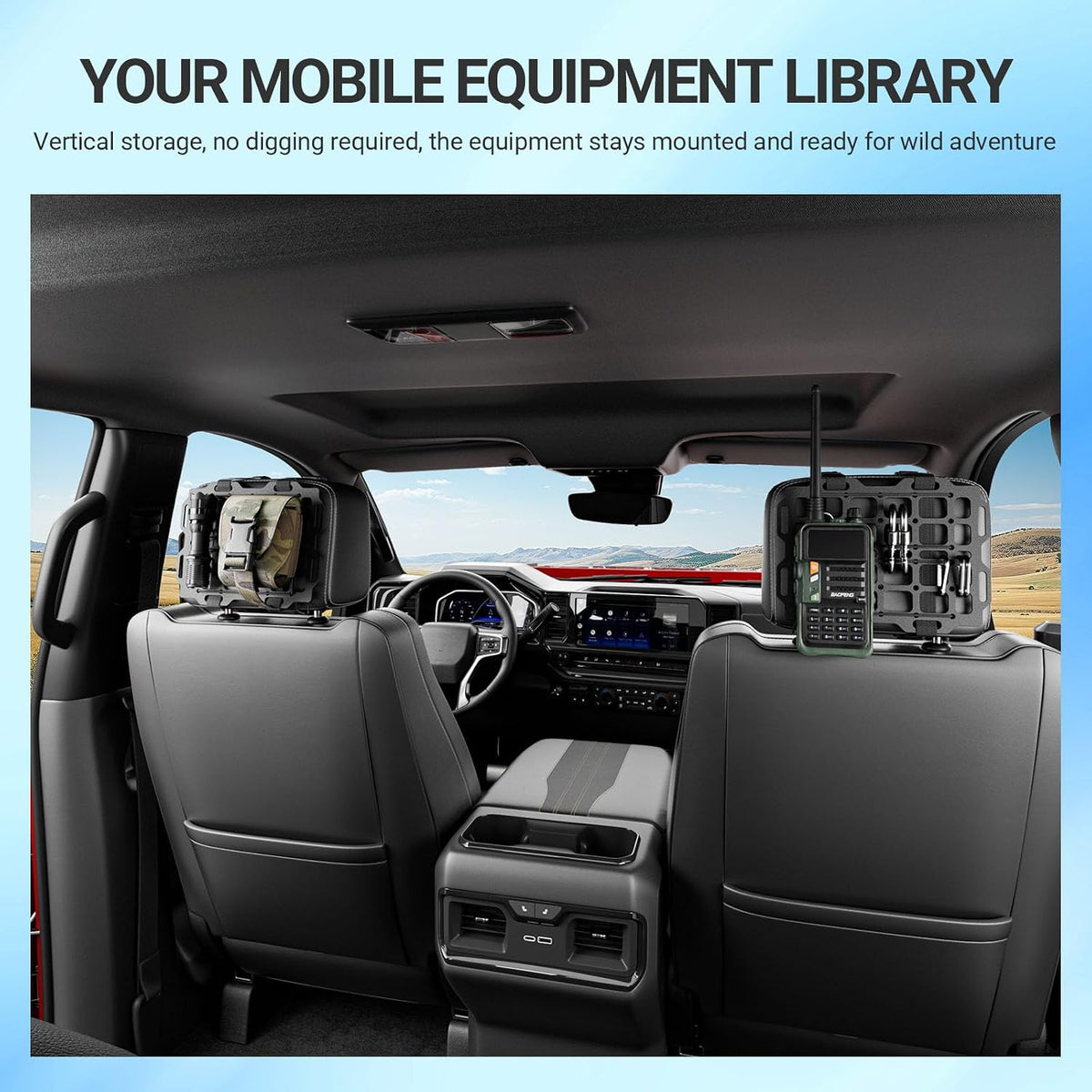 SZYANG 2PCS Headrest Organizer Molle Panel Compatible with Car Universal Gadget Holder Tactical Seat Back Organizer Replacement for Universal Vehicle Accessories