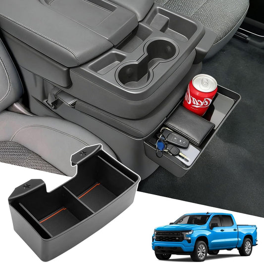 Center Console Organizer for 2019-2026 Chevy Silverado/GMC Sierra 1500 | Jump Seat Hanging Storage Box with Dividers, Expanding Storage Space Upgrade Floor Console for Truck - Interior Accessories
