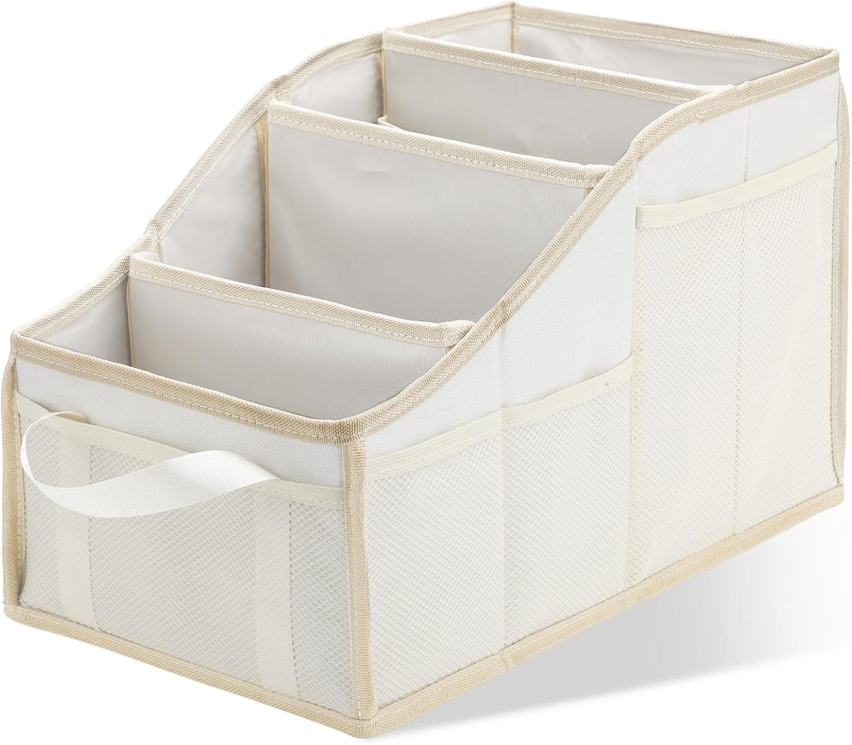 Honeydak Passenger Seat Organizer, Collapsible Car Storage for Console Front/back Seat with Multi-pockets Car Caddy Organizer Suv Truck for Kids Adults Accessories(Beige,4 Compartments)