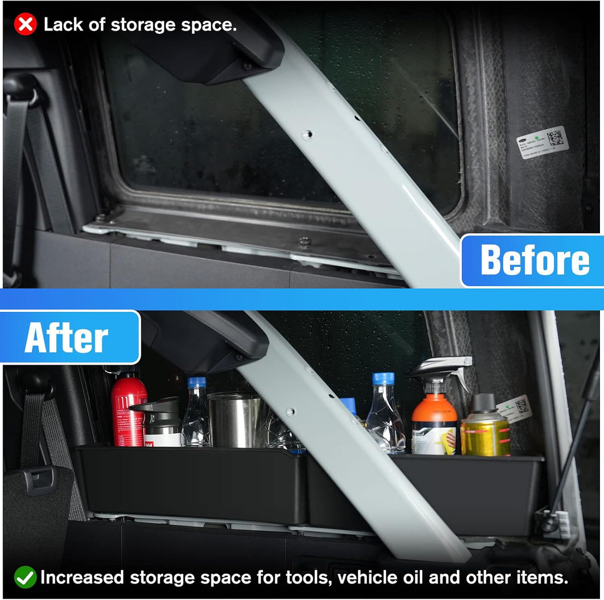 Trunk Storage Tray Organizers Rear Cargo Side Box Applicable to Ford Bronco 2021 2022 2023 4 Door, Trunk Caddy Box, Internal Accessories, Black Matte Finish (Right Storage Box)