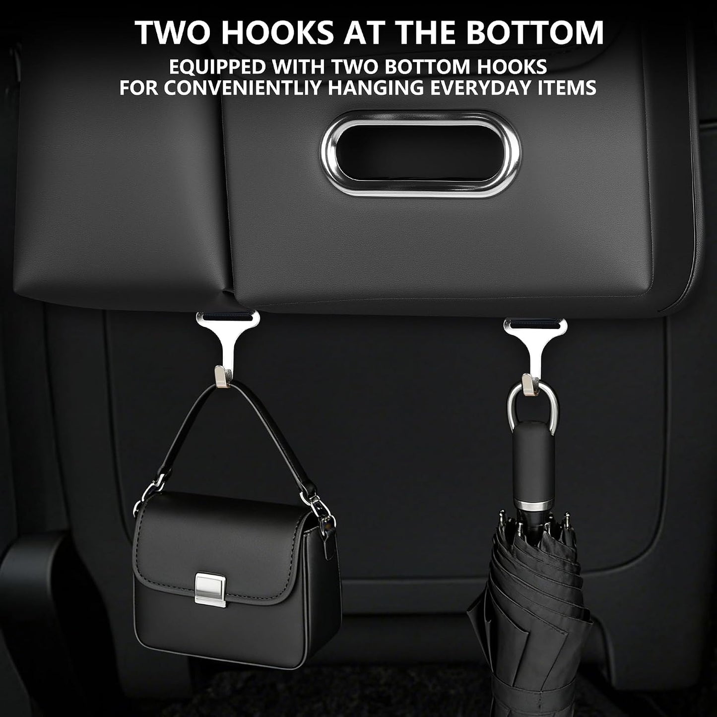 Upgrade Seat Back Organizer for Car – PU Leather Multi-Pocket Hanging Storage Bag with Bottle Holder & Travel Tidy Pouch Pocket Kids, Tissue Holder Large-Capacity Backseat Organizer , Black 1PC