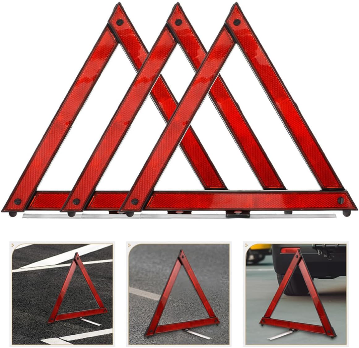 balacoo 4pcs Emergency Triangle Reflectors for Roadside Car Safety Warning